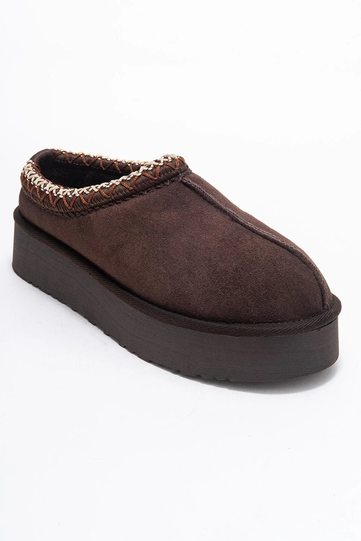 Avelia - Brown Suede Genuine Leather Thick-Soled Winter Slipper (Women) - Image 3