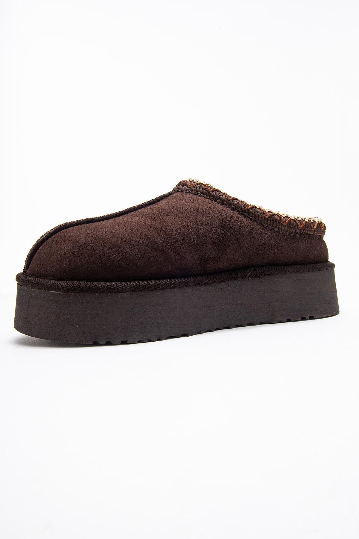 Avelia - Brown Suede Genuine Leather Thick-Soled Winter Slipper (Women) - Image 4