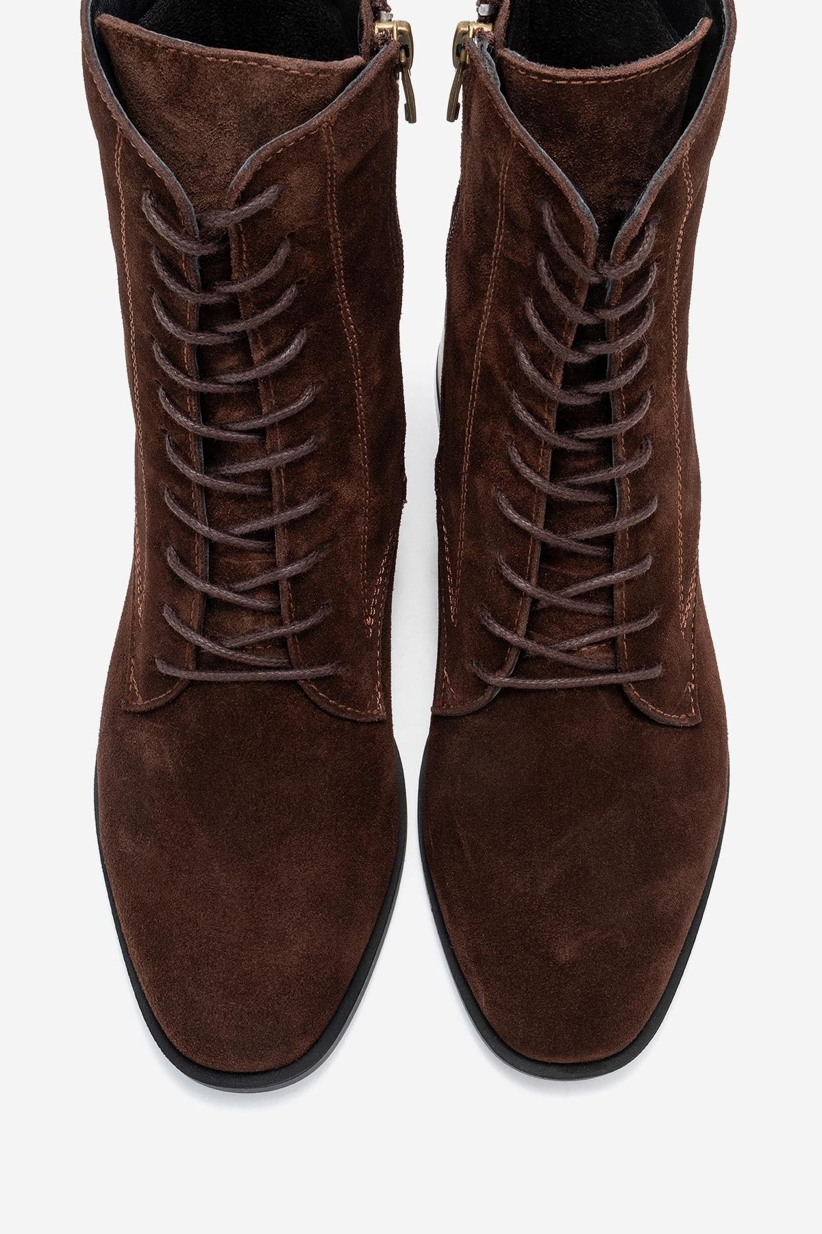 Avia - Brown Suede Genuine Leather Block Heel Ankle Boot (Women) - Image 2