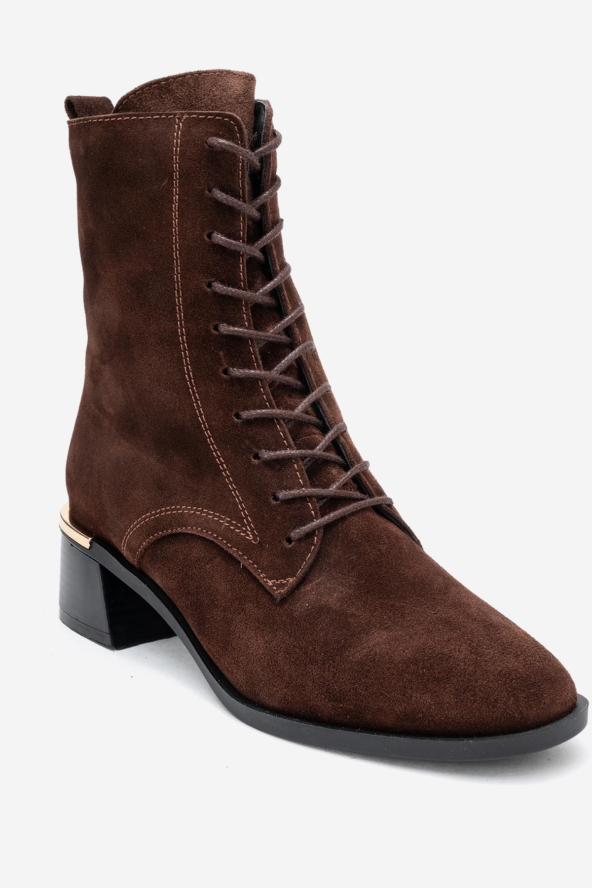 Avia - Brown Suede Genuine Leather Block Heel Ankle Boot (Women) - Image 3