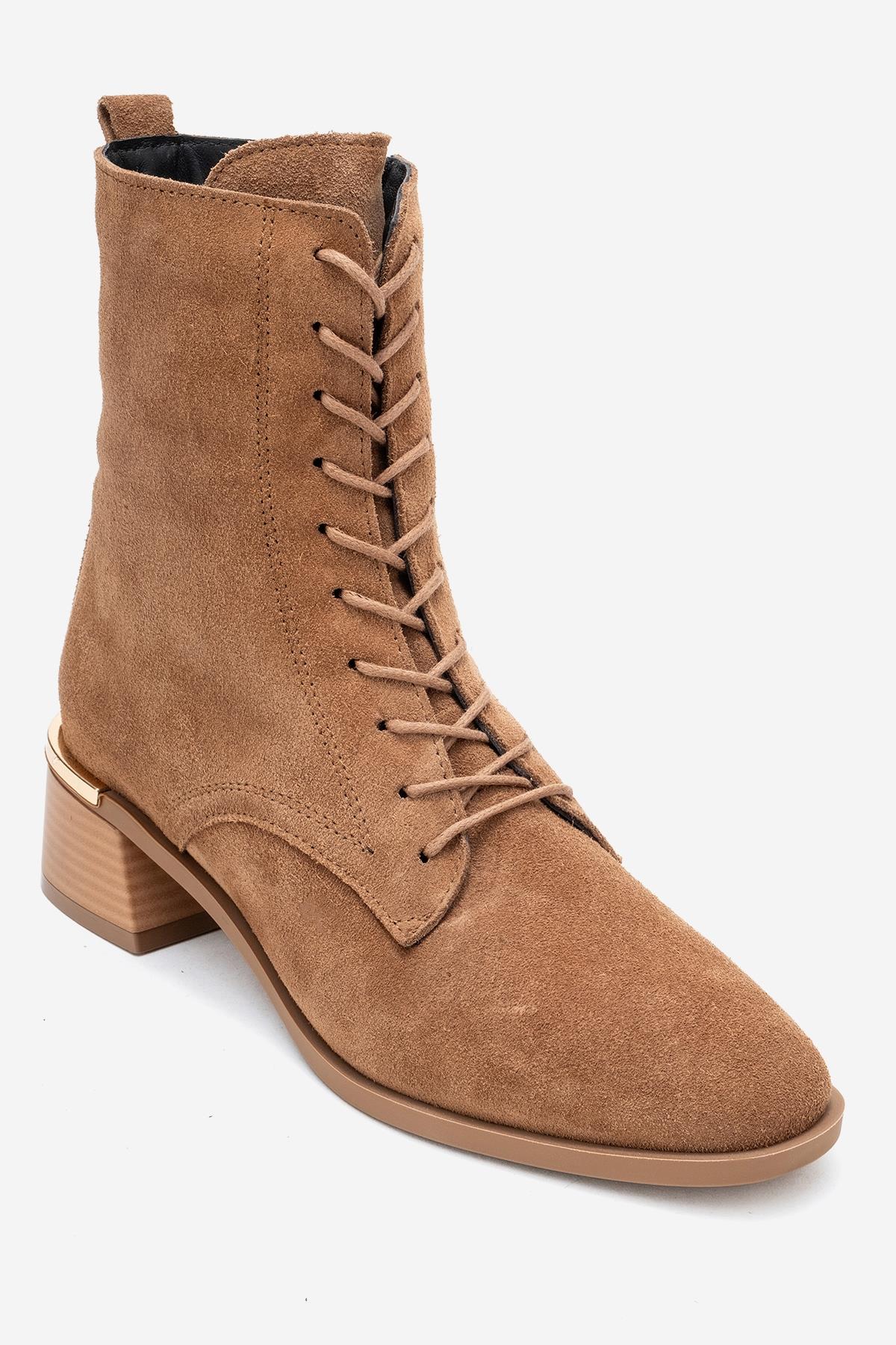 Avia - Taupe Suede Genuine Leather Block Heel Ankle Boot (Women) - Image 3