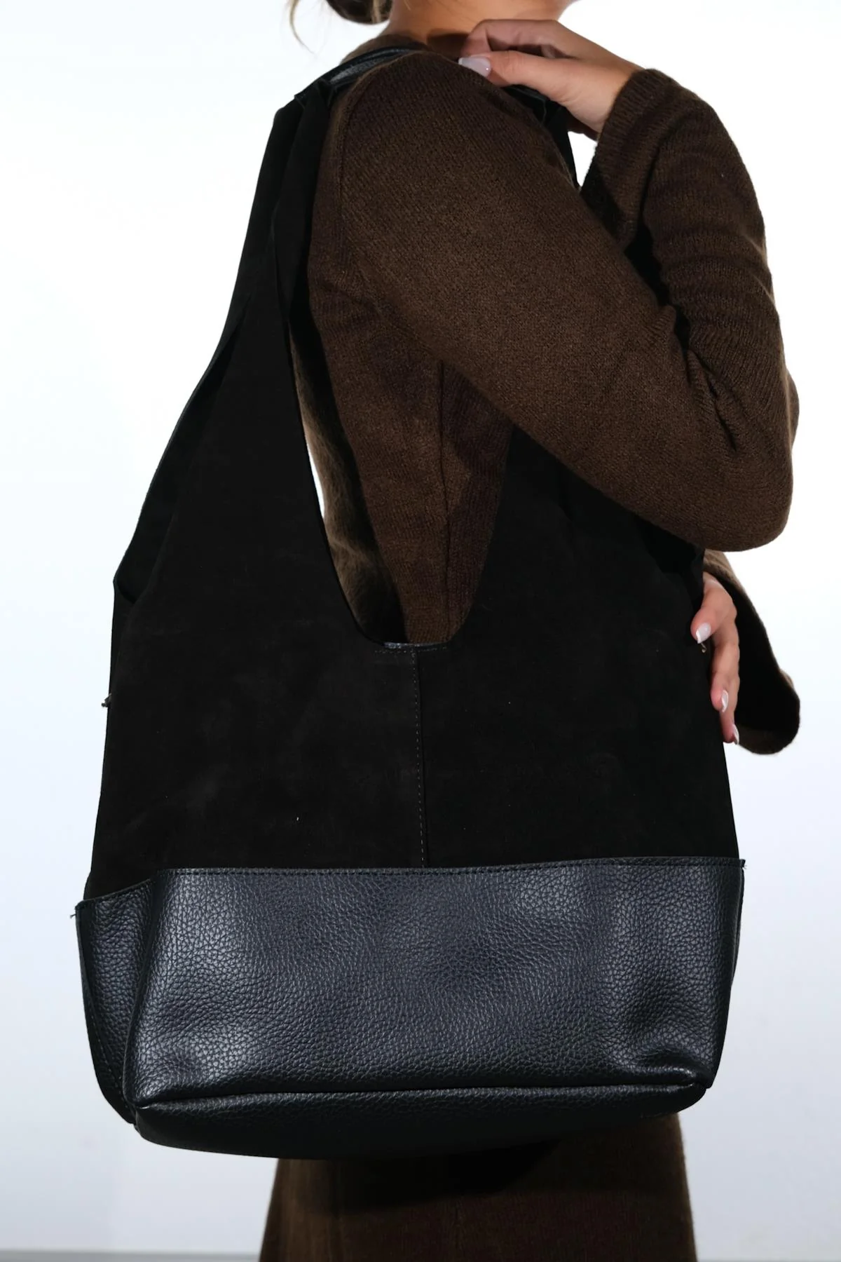AVOS - Black Genuine Suede Leather Shoulder Bag (Women)