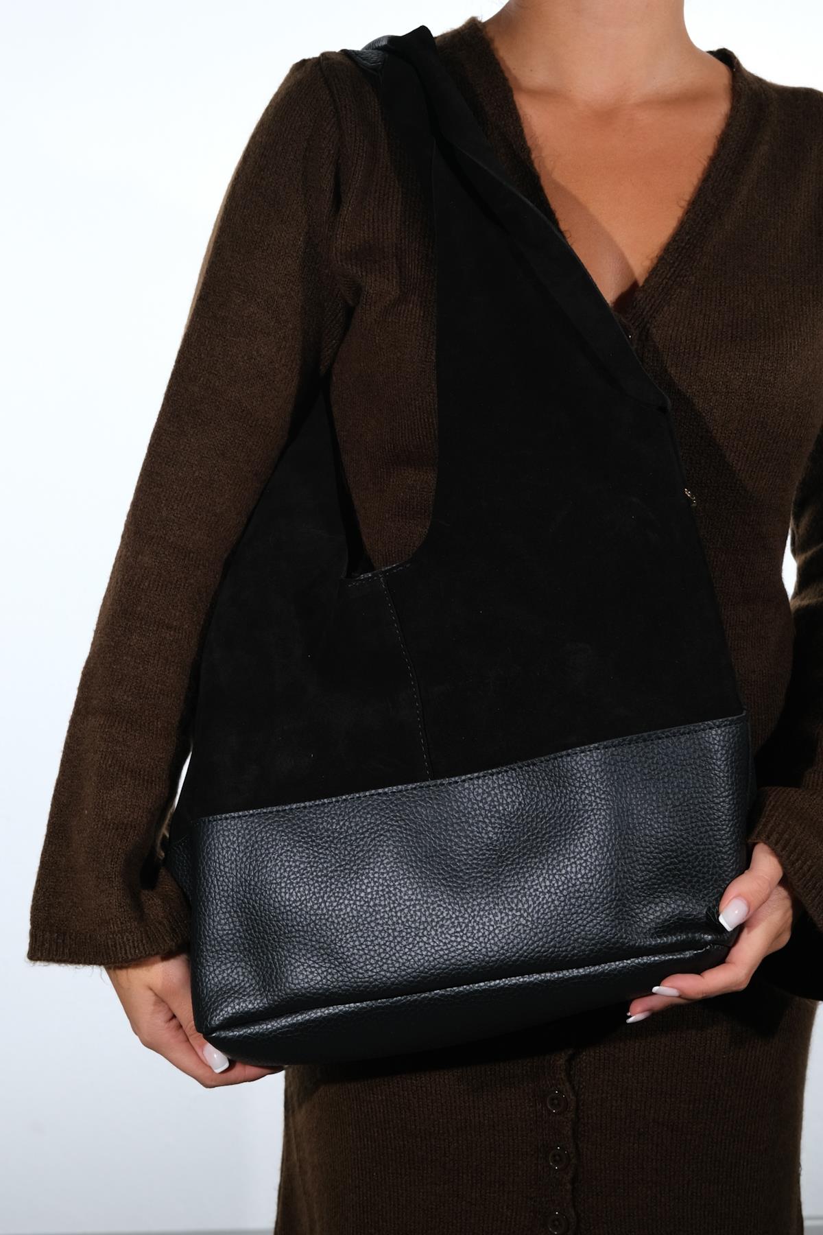 AVOS - Black Genuine Suede Leather Shoulder Bag (Women) - Image 4