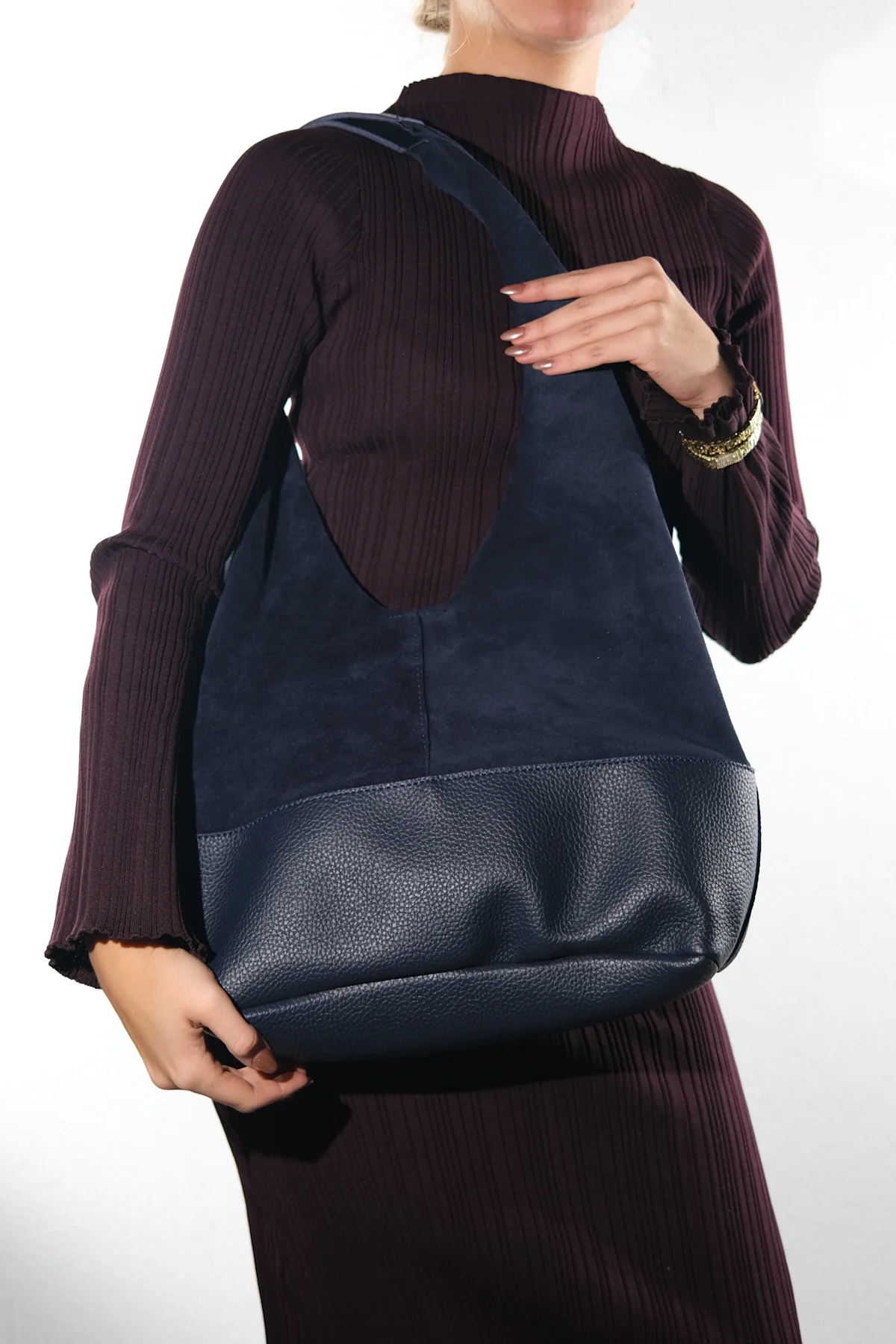 AVOS - Navy Genuine Leather Shoulder Bag (Women) - Image 2