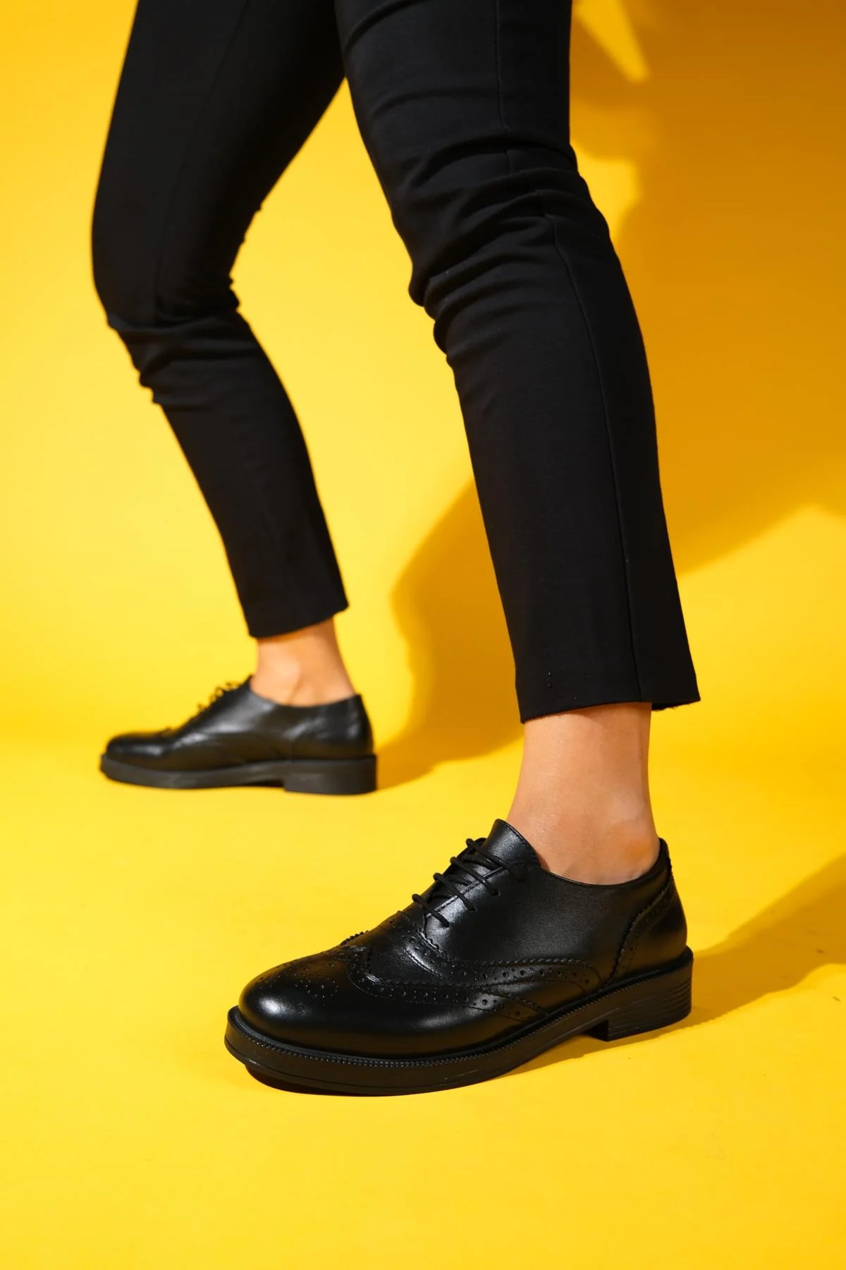 Avra - Black Leather Oxford Shoes (Women) - Image 6