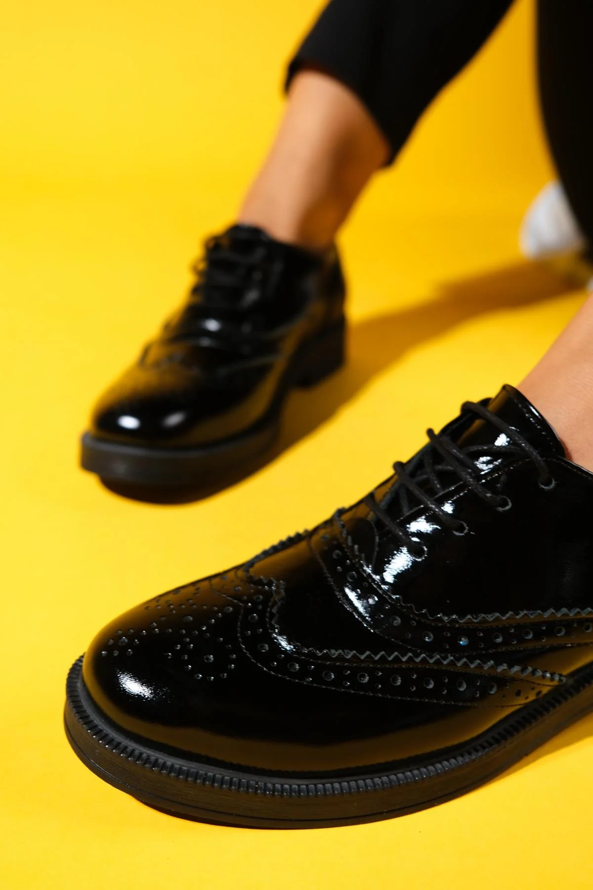 Avra - Black Patent Leather Oxford Shoes (Women) - Image 6