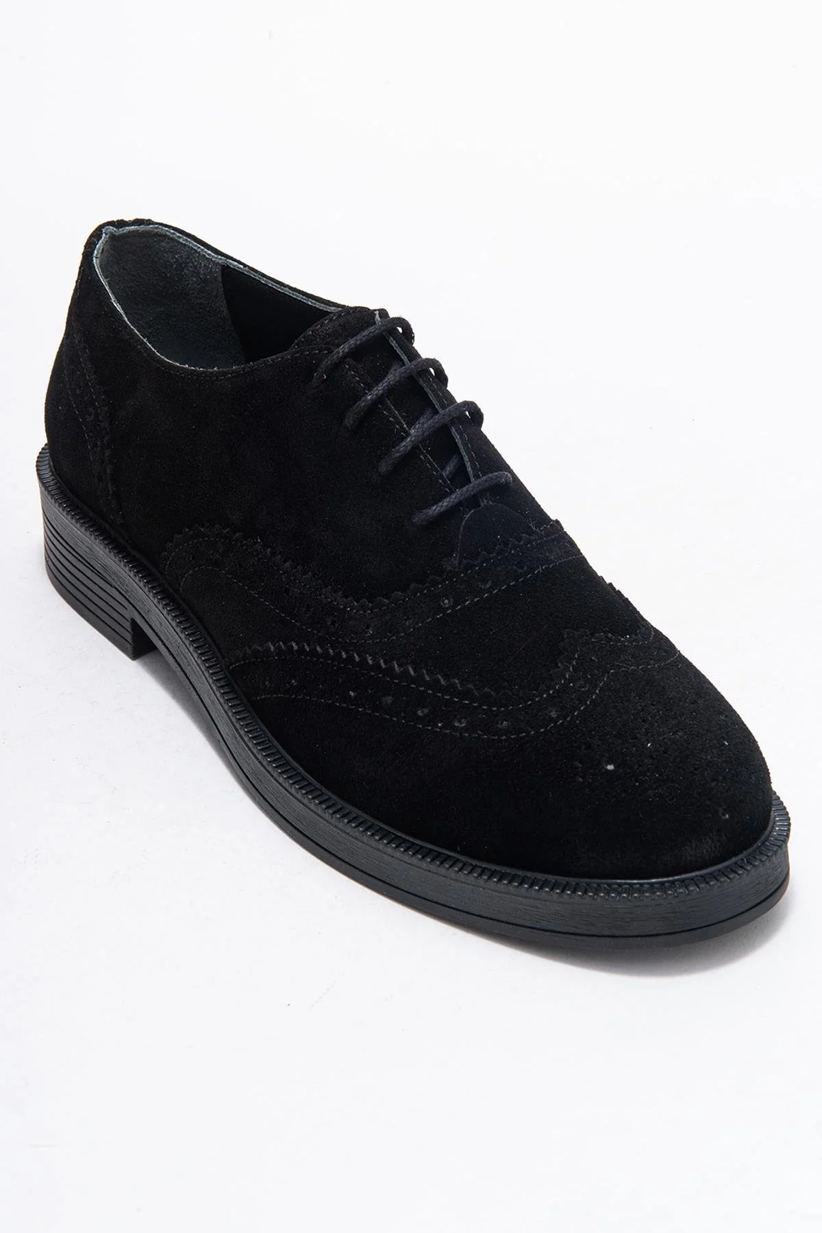 Avra - Black Suede Genuine Leather Oxford Shoe (Women) - Image 3