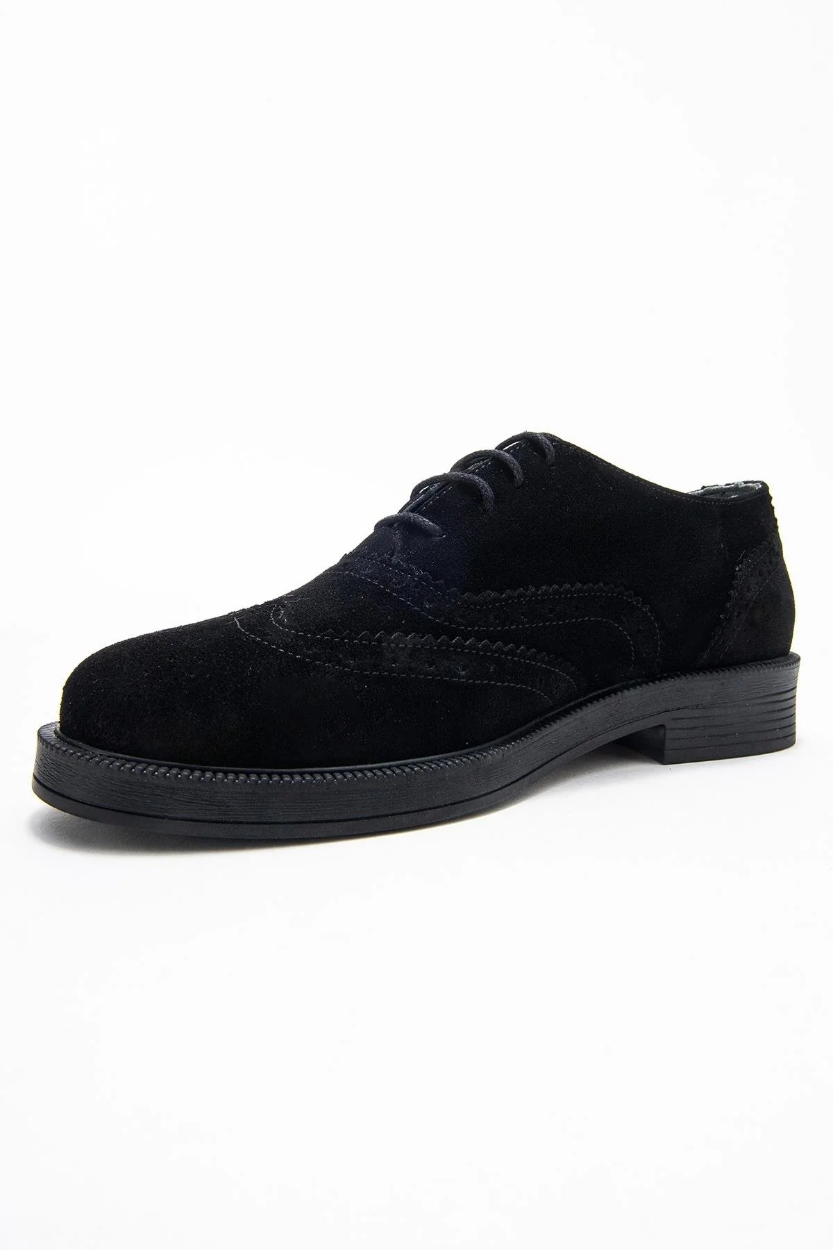 Avra - Black Suede Genuine Leather Oxford Shoe (Women) - Image 4