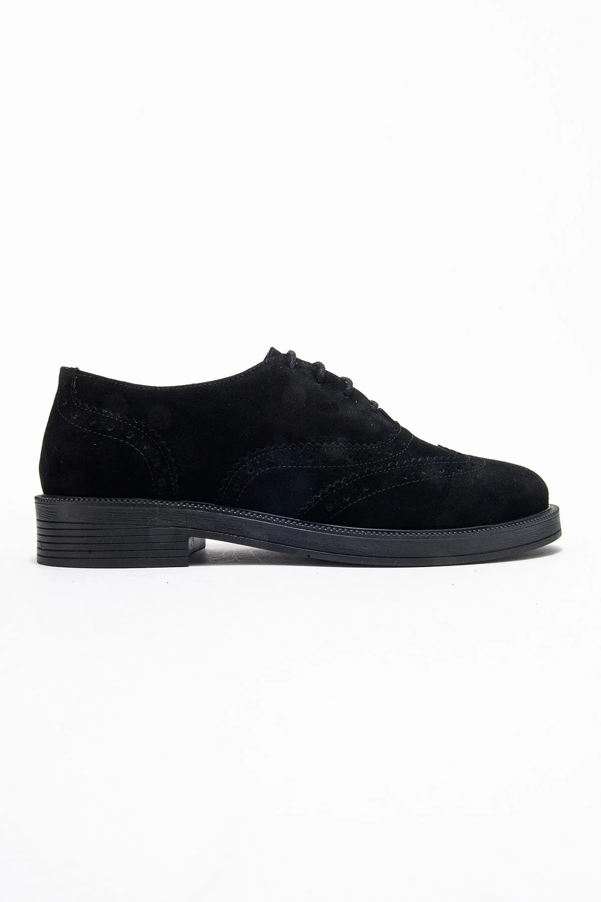 Avra - Black Suede Genuine Leather Oxford Shoe (Women) - Image 6
