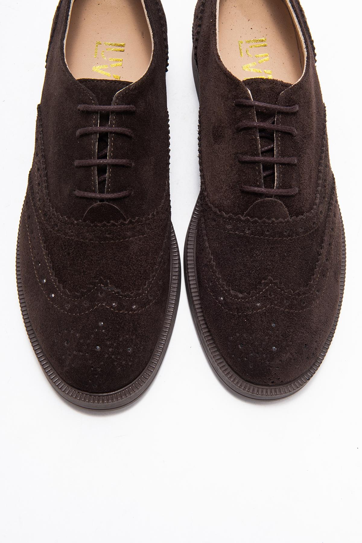 Avra - Brown Suede Genuine Leather Oxford Shoe (Women) - Image 2