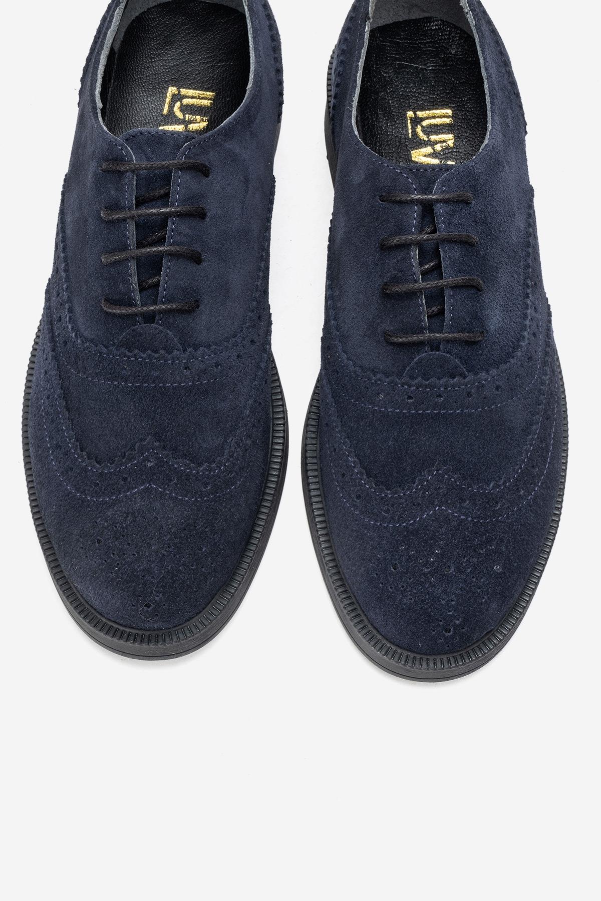 AVRA - Navy Genuine Leather Suede Oxford Shoe (Women) - Image 2