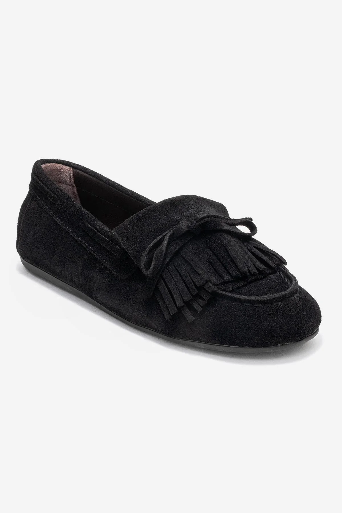 Axeli - Black Suede Genuine Leather Bow Tassel Loafer (Women) - Image 3