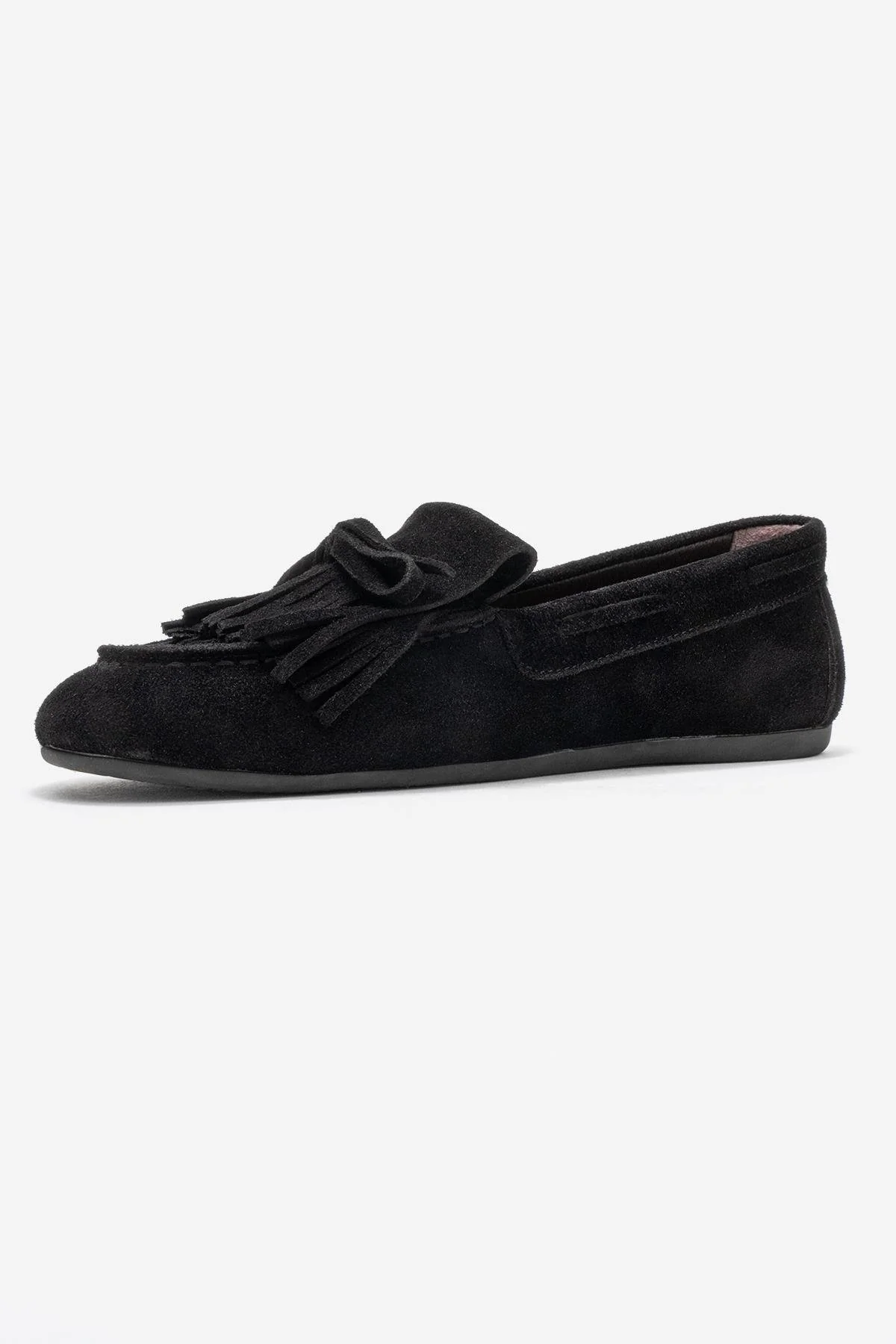 Axeli - Black Suede Genuine Leather Bow Tassel Loafer (Women) - Image 4