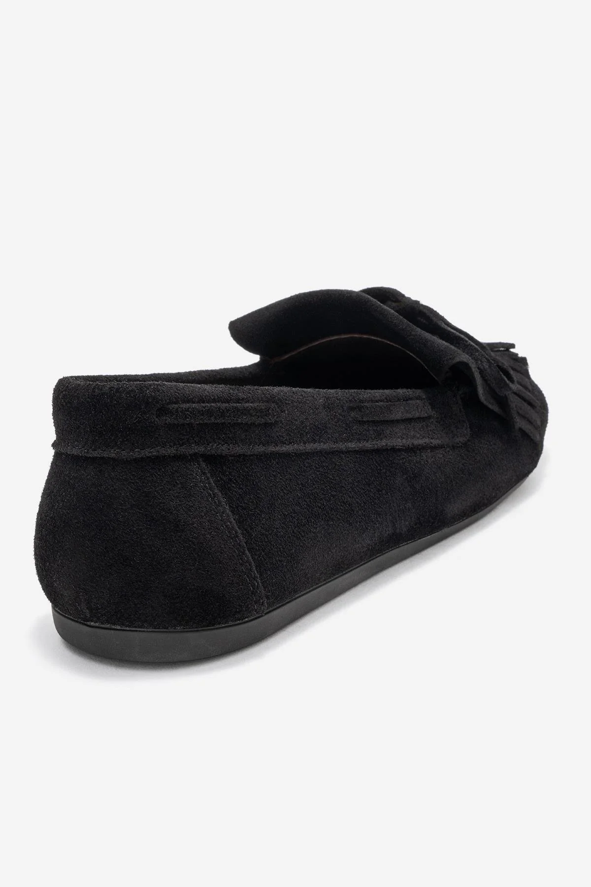 Axeli - Black Suede Genuine Leather Bow Tassel Loafer (Women) - Image 5