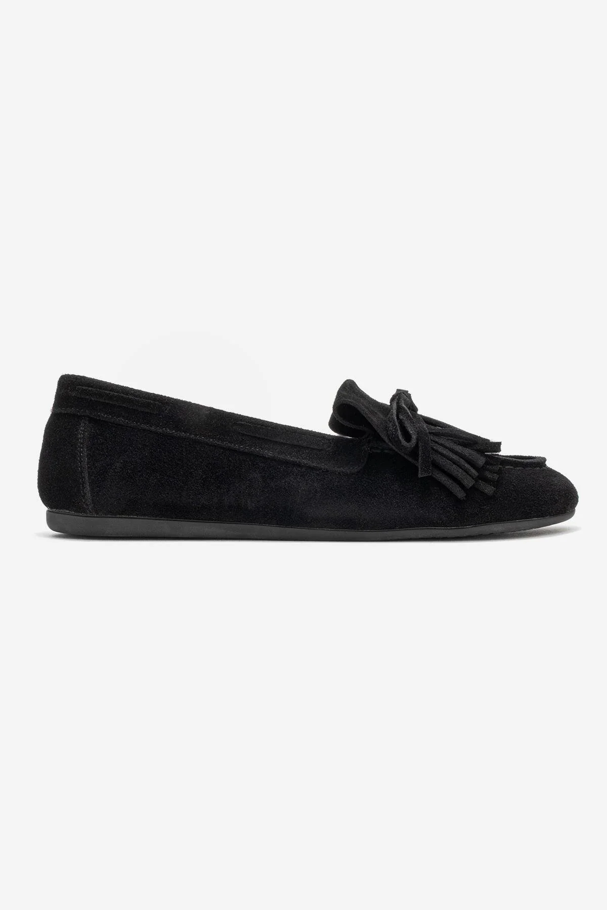 Axeli - Black Suede Genuine Leather Bow Tassel Loafer (Women) - Image 6