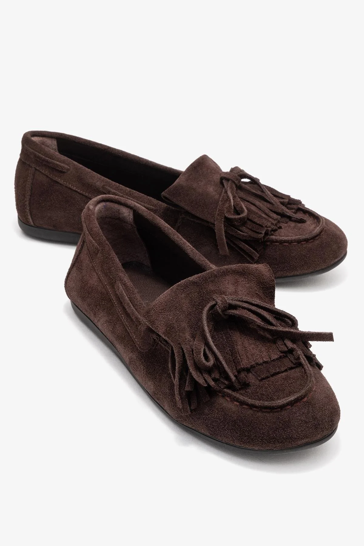 Axeli - Brown Genuine Leather Bow Fringe Loafer (Women)