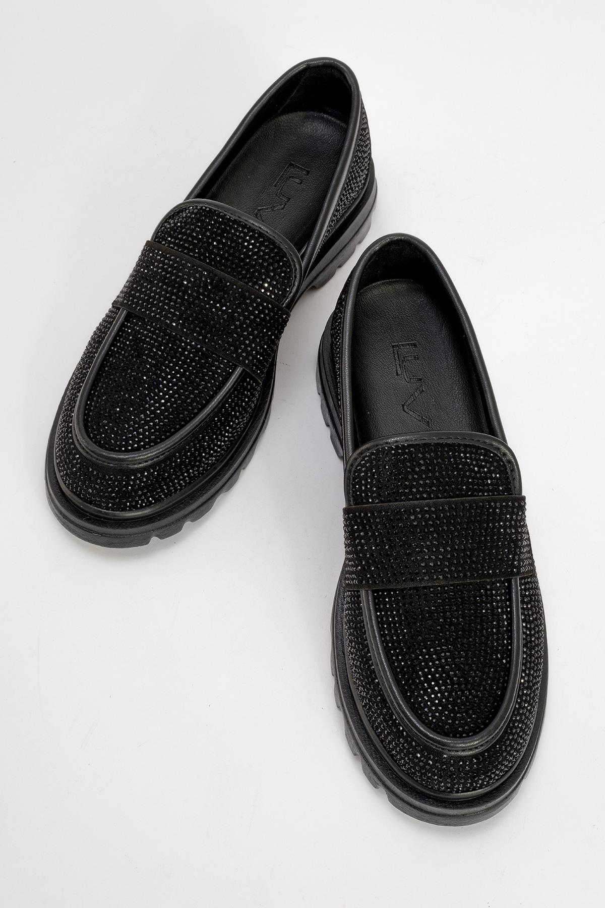 Babel Black Stone Embellished Suede Loafer (Women) - Image 2