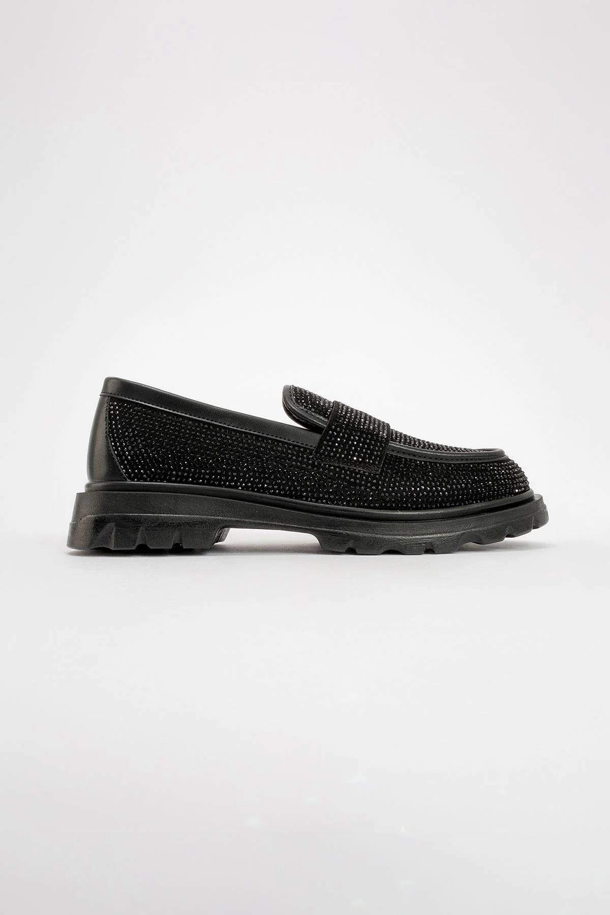 Babel Black Stone Embellished Suede Loafer (Women) - Image 4