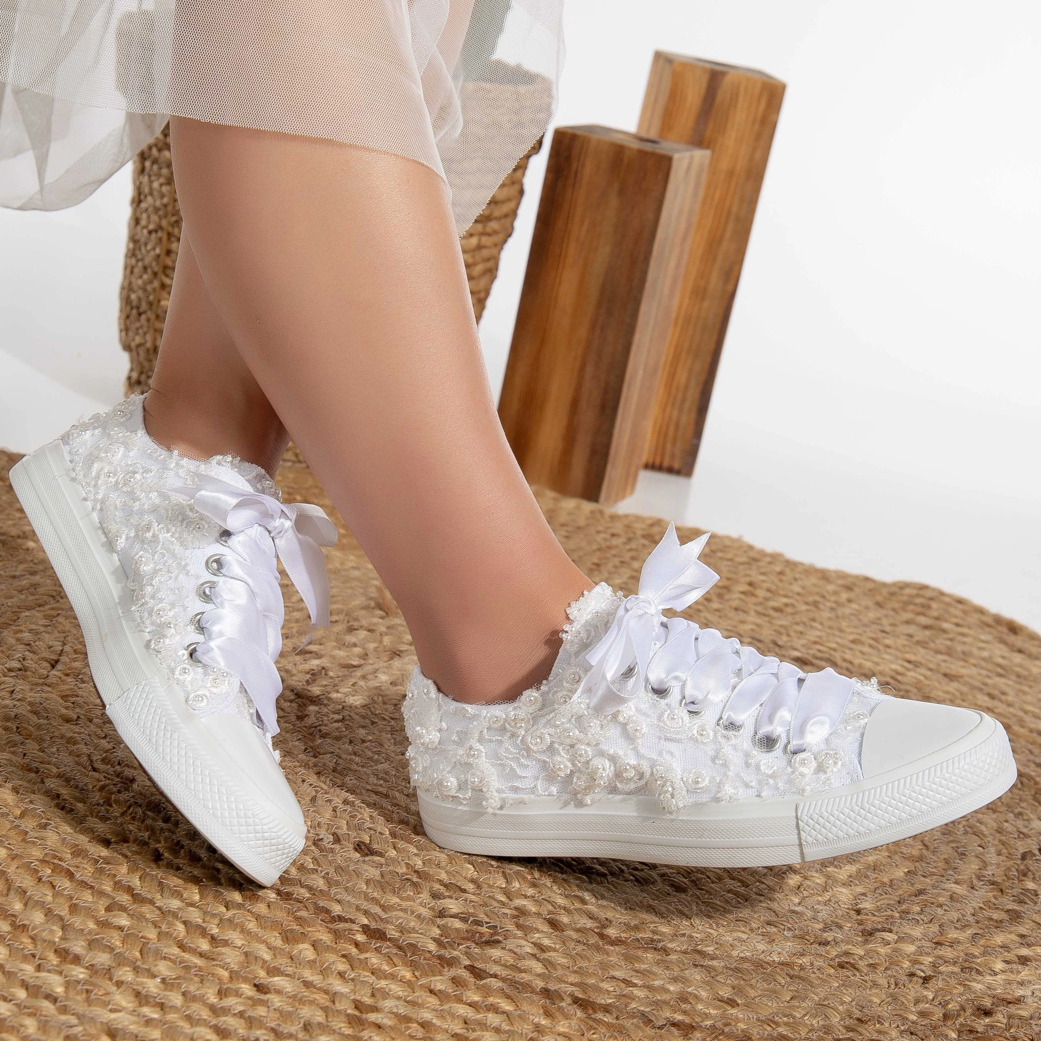 Bailey - White Low Wedding Converse - Image 2