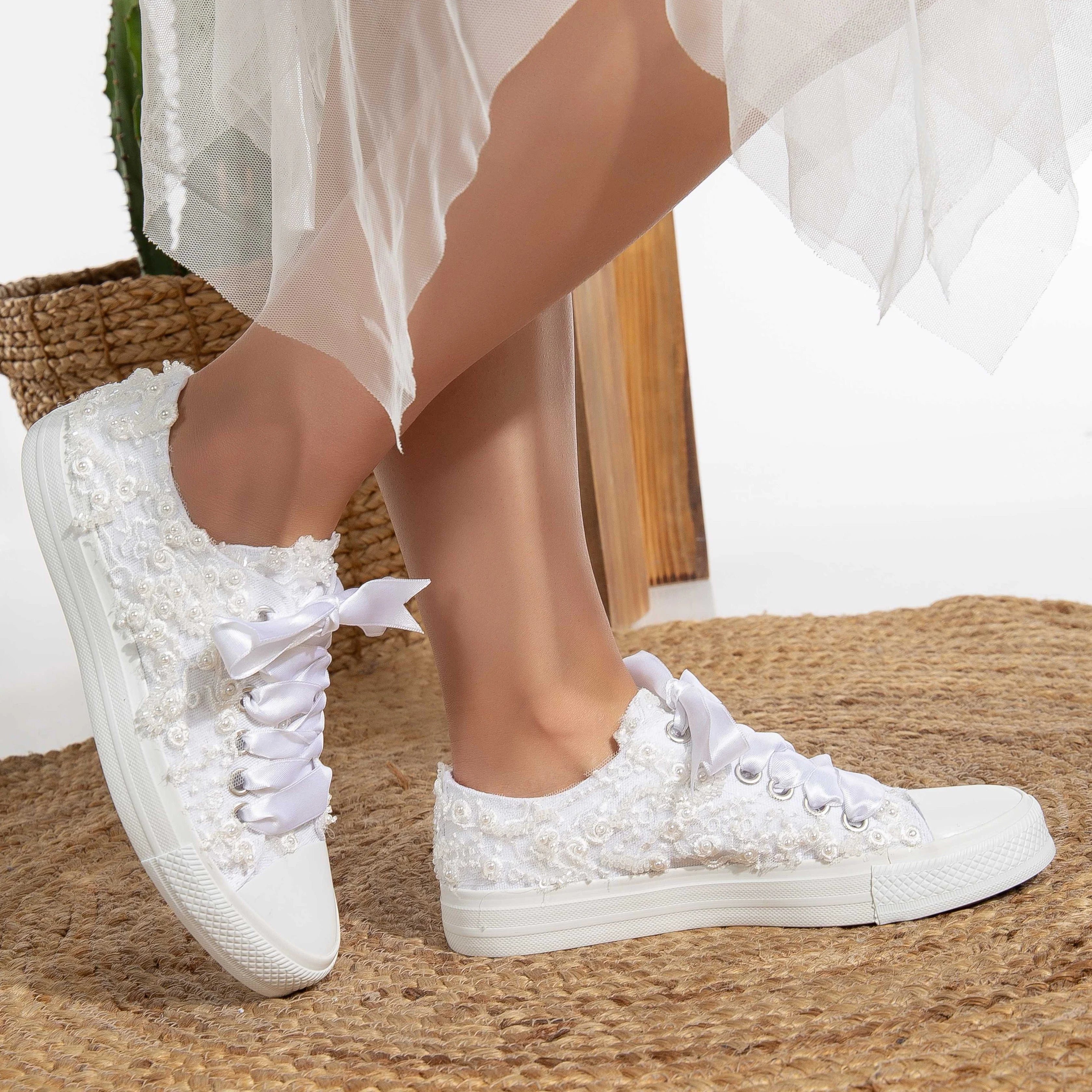 Bailey - White Low Wedding Converse - Image 4