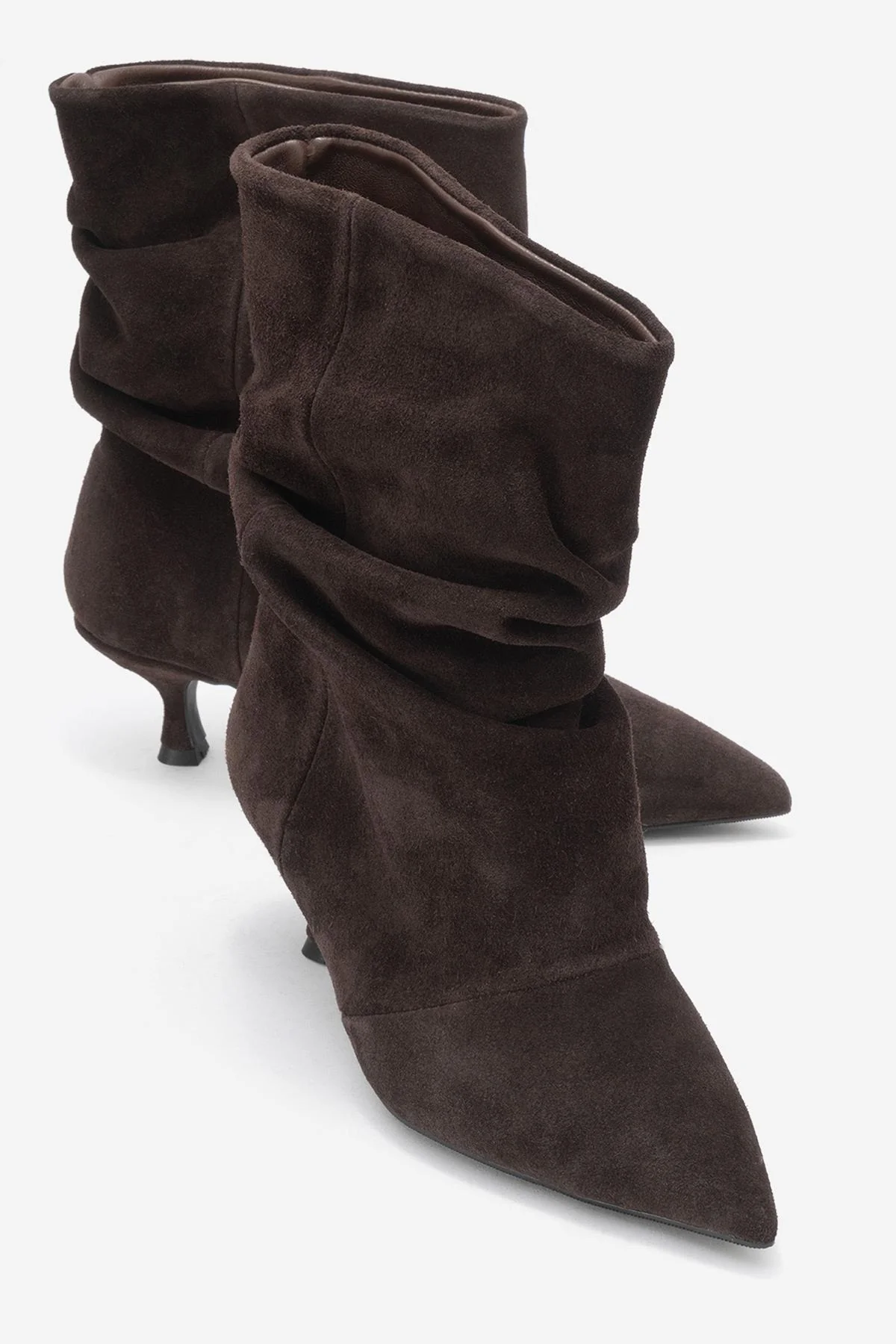 Balei - Brown Suede Genuine Leather Short Heel Boot (Women)