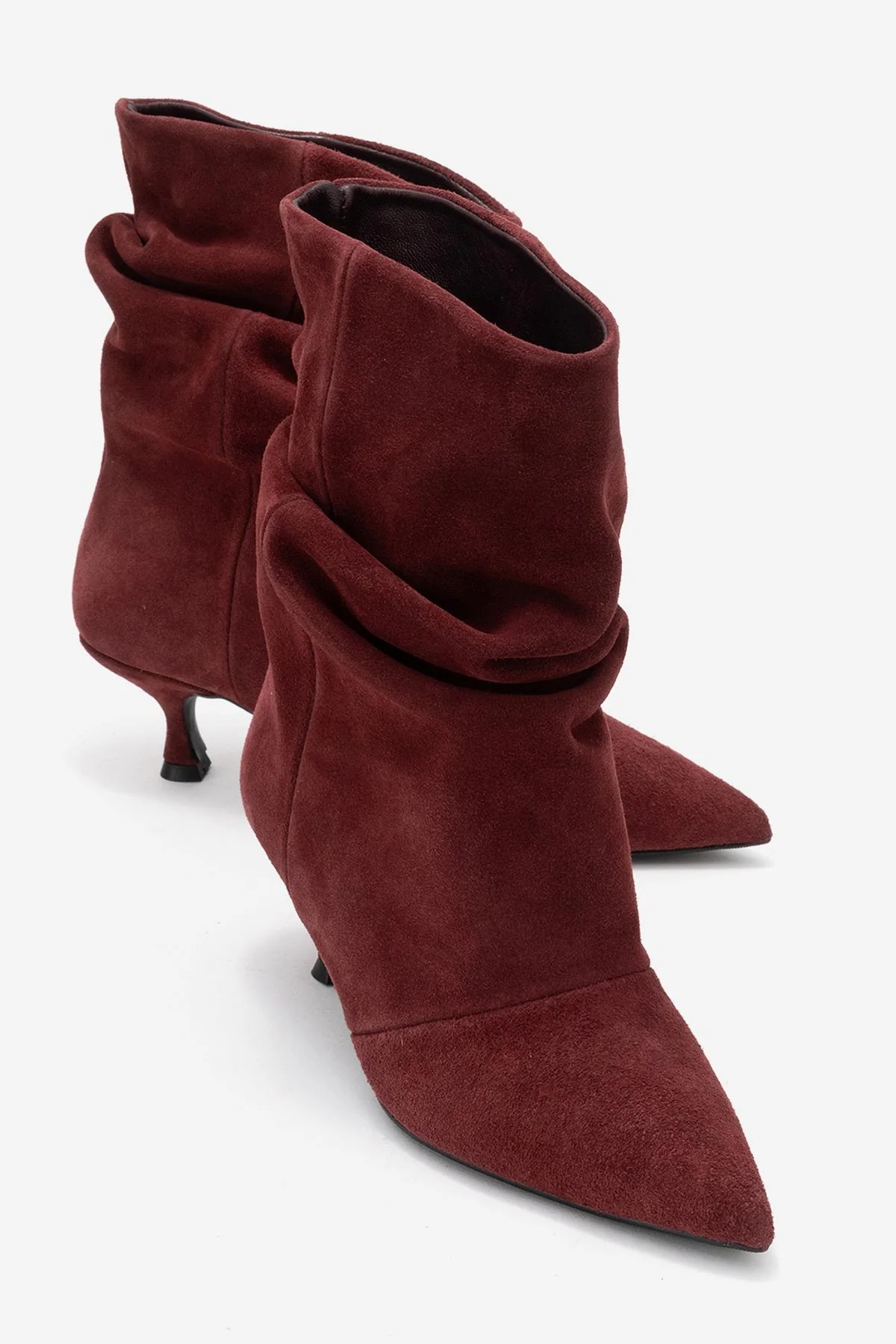 Balei - Burgundy Suede Genuine Leather Short Heel Boot (Women)