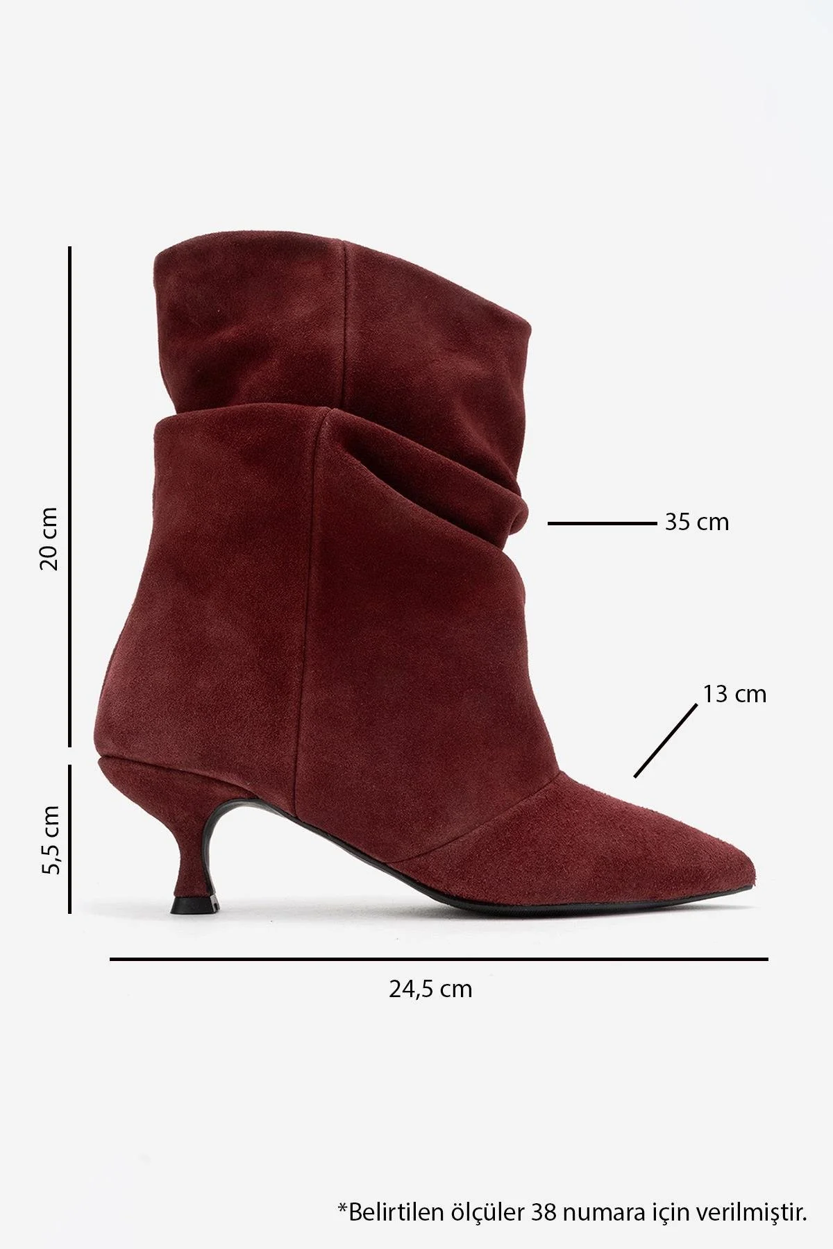 Balei - Burgundy Suede Genuine Leather Short Heel Boot (Women) - Image 6