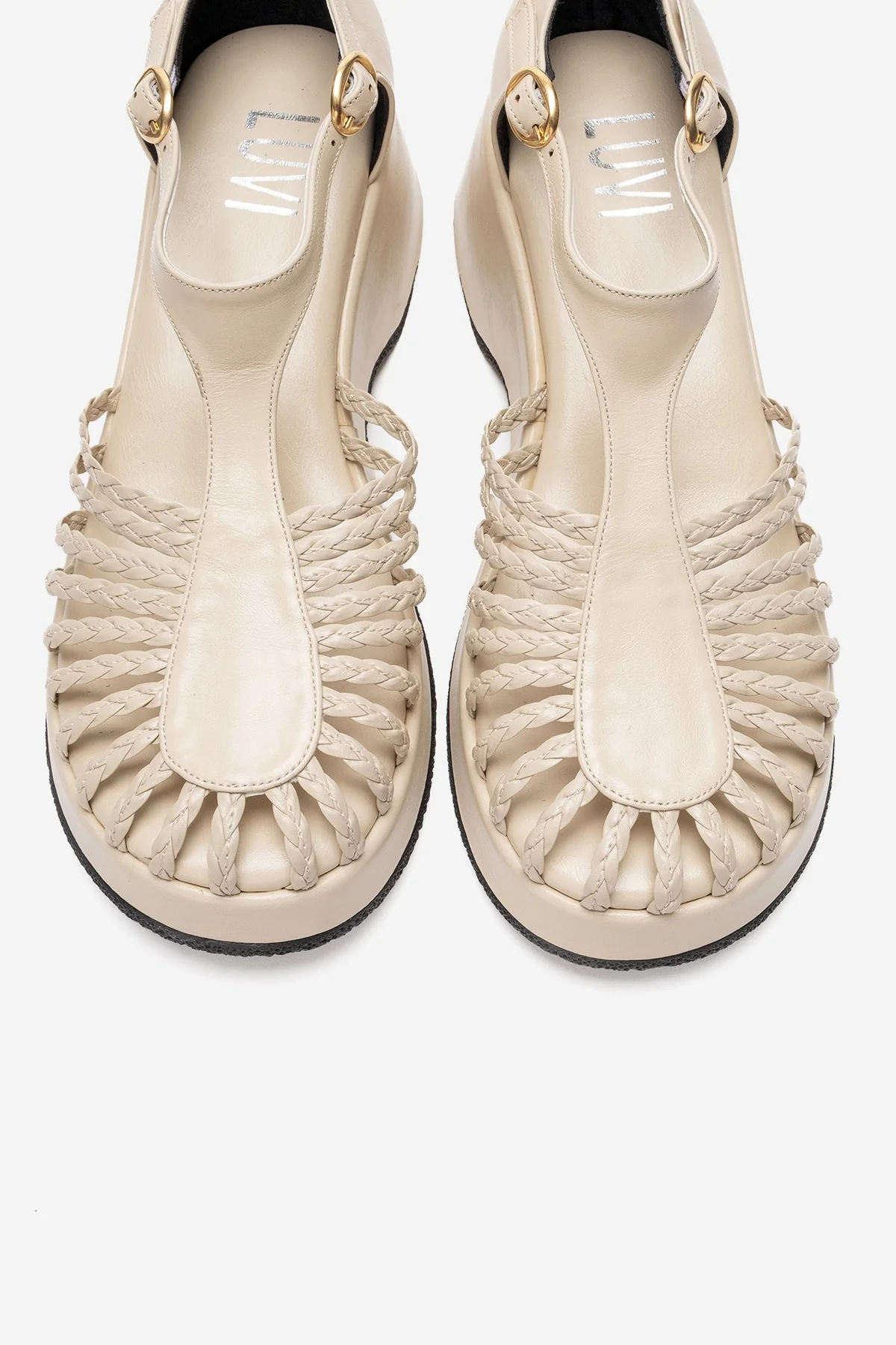 Barry - Beige Genuine Leather Woven Detail Wedge Heel Sandal (Women) - Image 2