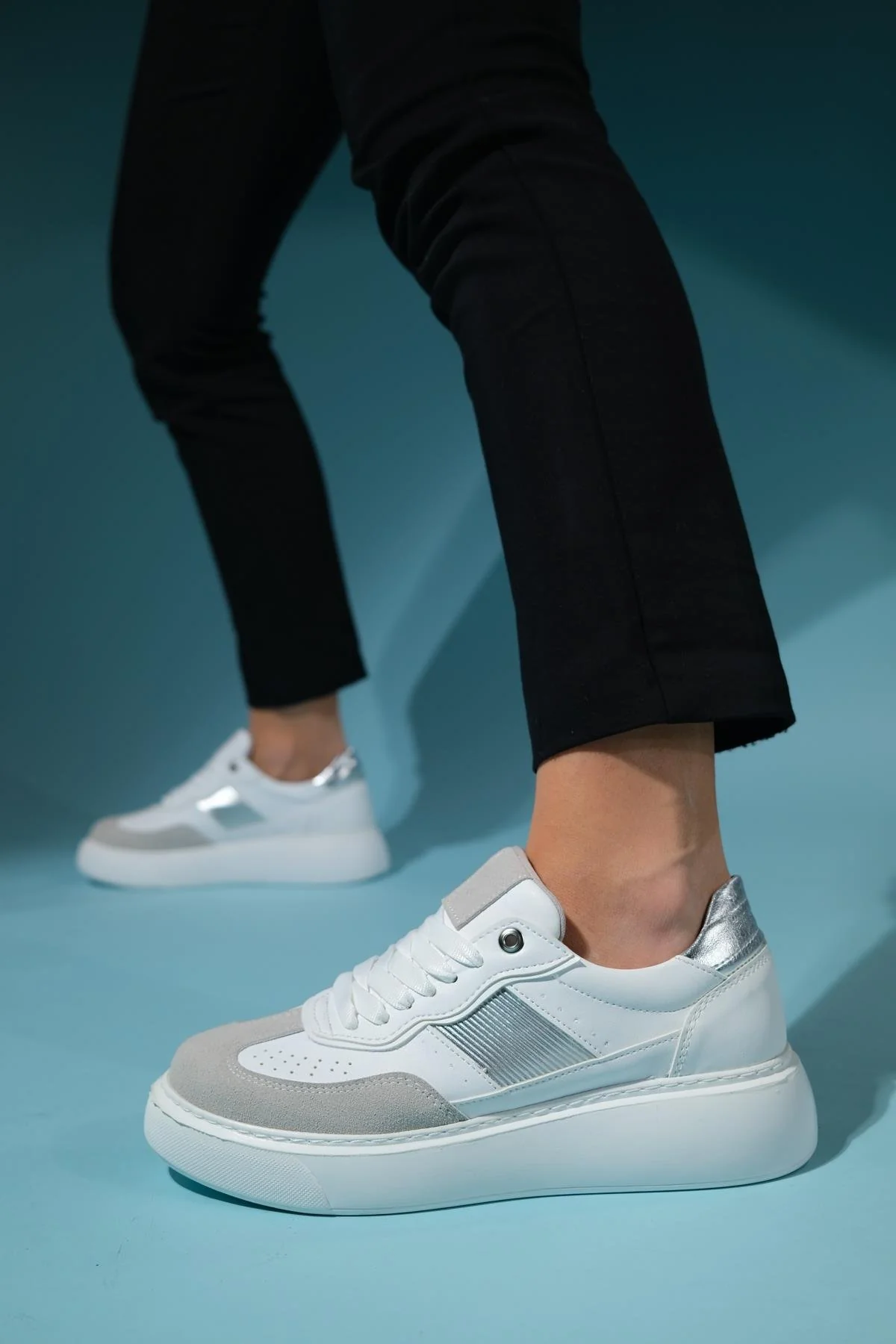 Venetia - White Gray Athletic Sneaker (Women) - Image 3