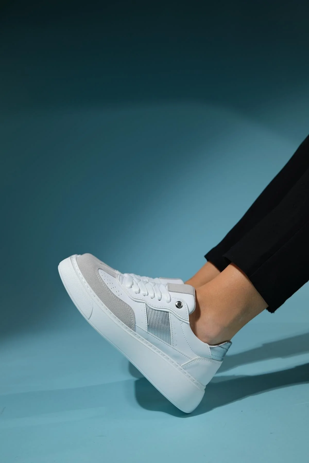 Venetia - White Gray Athletic Sneaker (Women) - Image 4