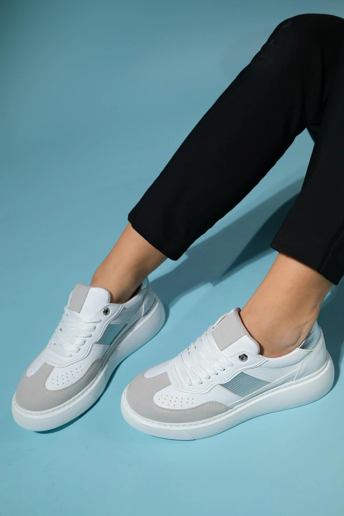 Venetia - White Gray Athletic Sneaker (Women) - Image 5