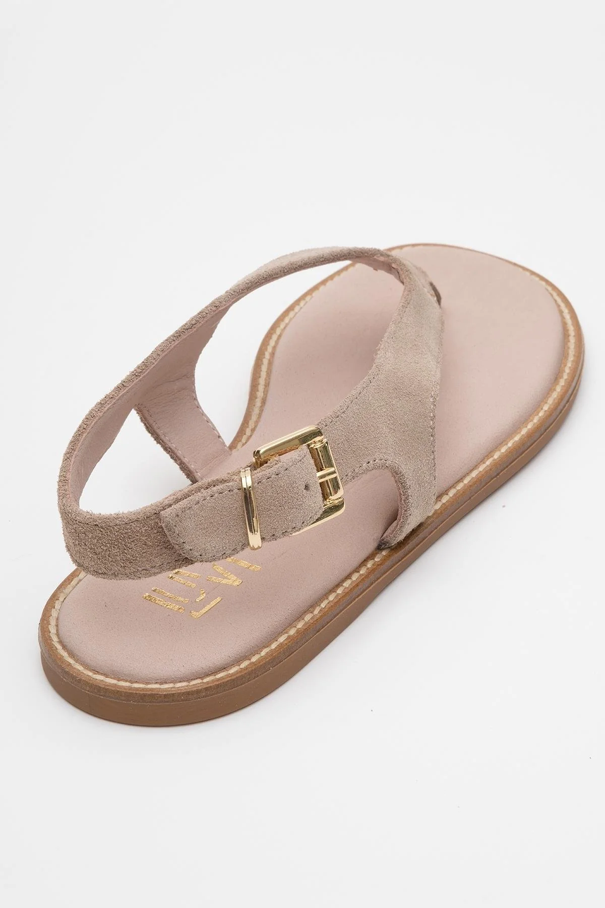 Belinda - Beige Suede Leather Thong Sandals (Women) - Image 5
