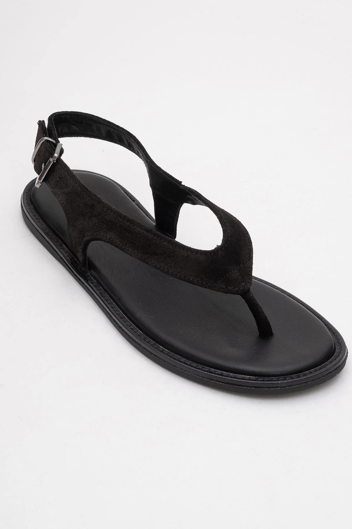Belinda - Black Suede Leather Thong Sandals (Women) - Image 3