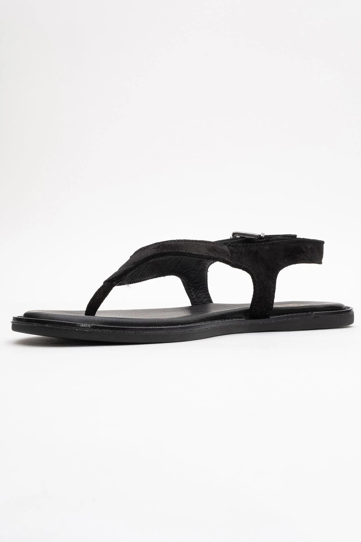Belinda - Black Suede Leather Thong Sandals (Women) - Image 4
