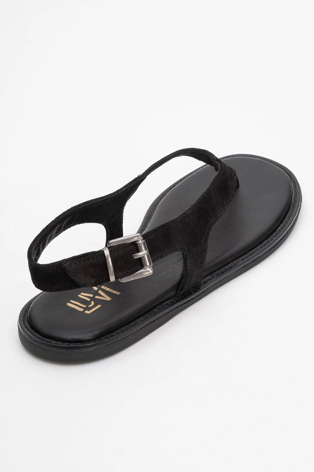 Belinda - Black Suede Leather Thong Sandals (Women) - Image 5
