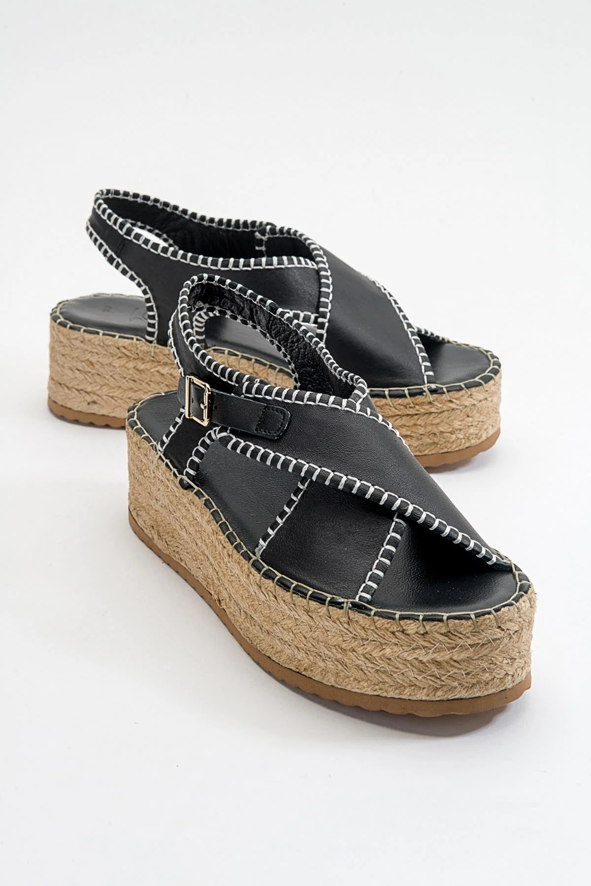Bellezza - Black Leather Platform Sandal (Women)