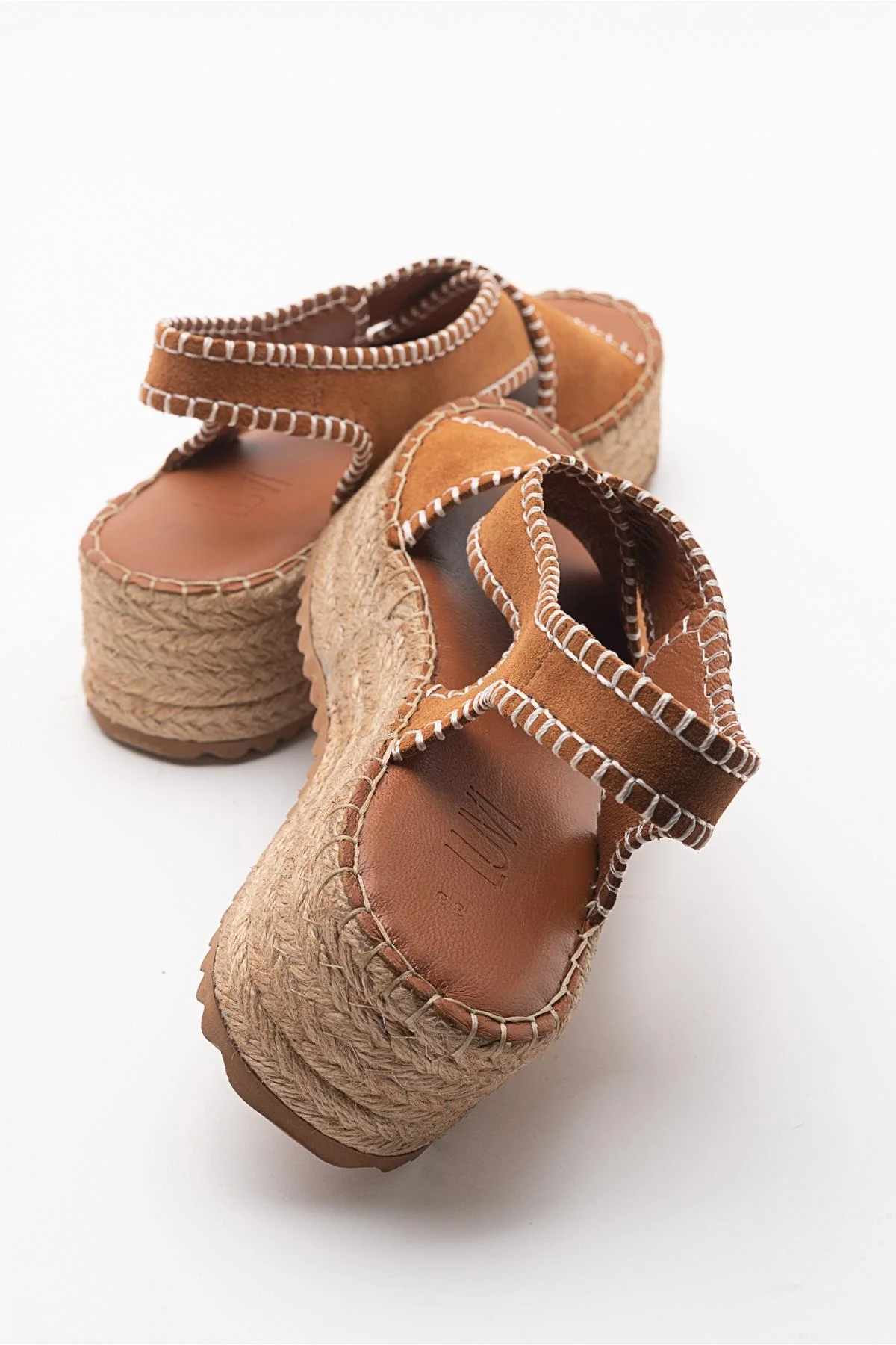 Bellezza - Cognac Brown Suede Leather Platform Sandal (Women) - Image 4