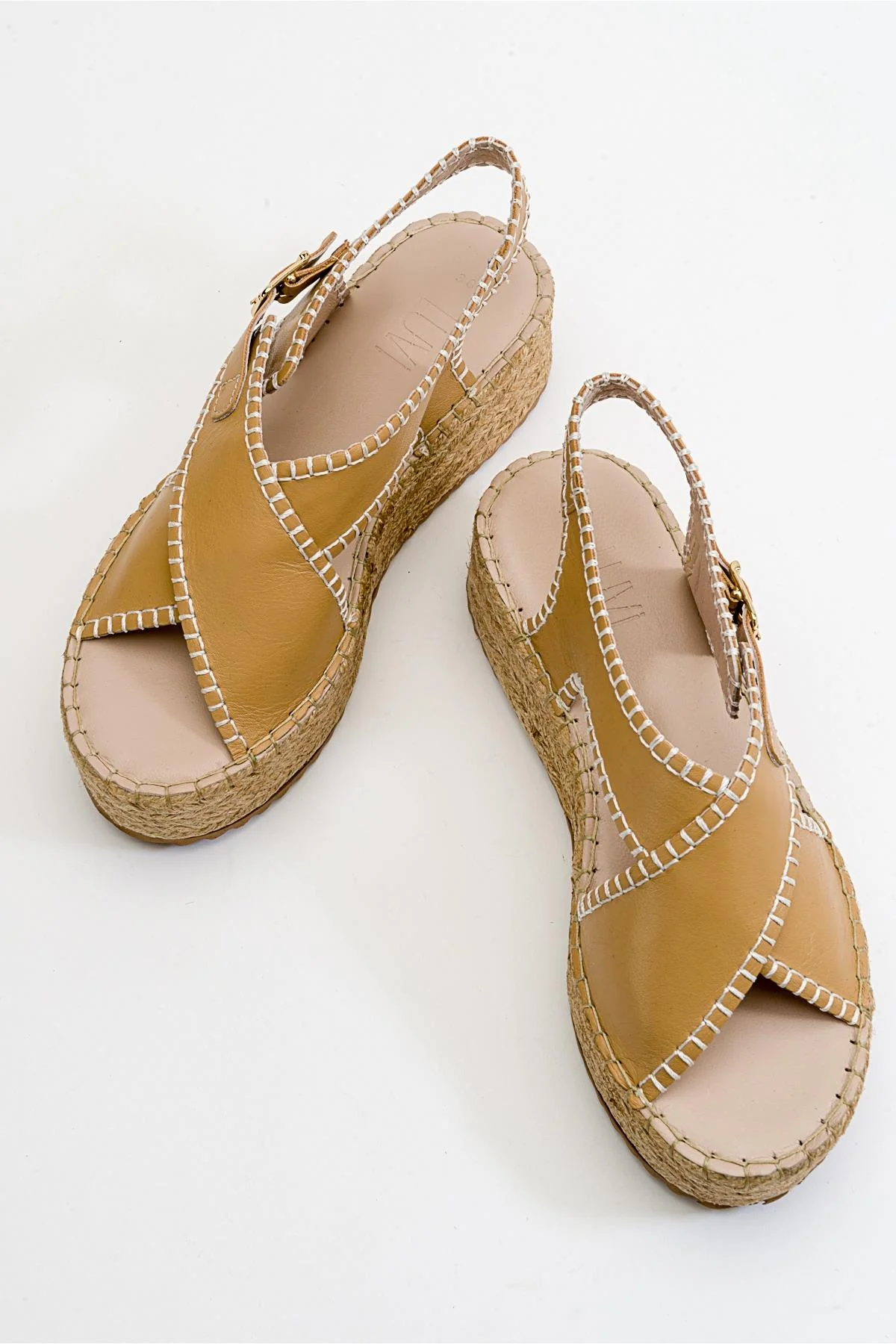 Bellezza - Dark Beige Leather Platform Sandal (Women) - Image 3