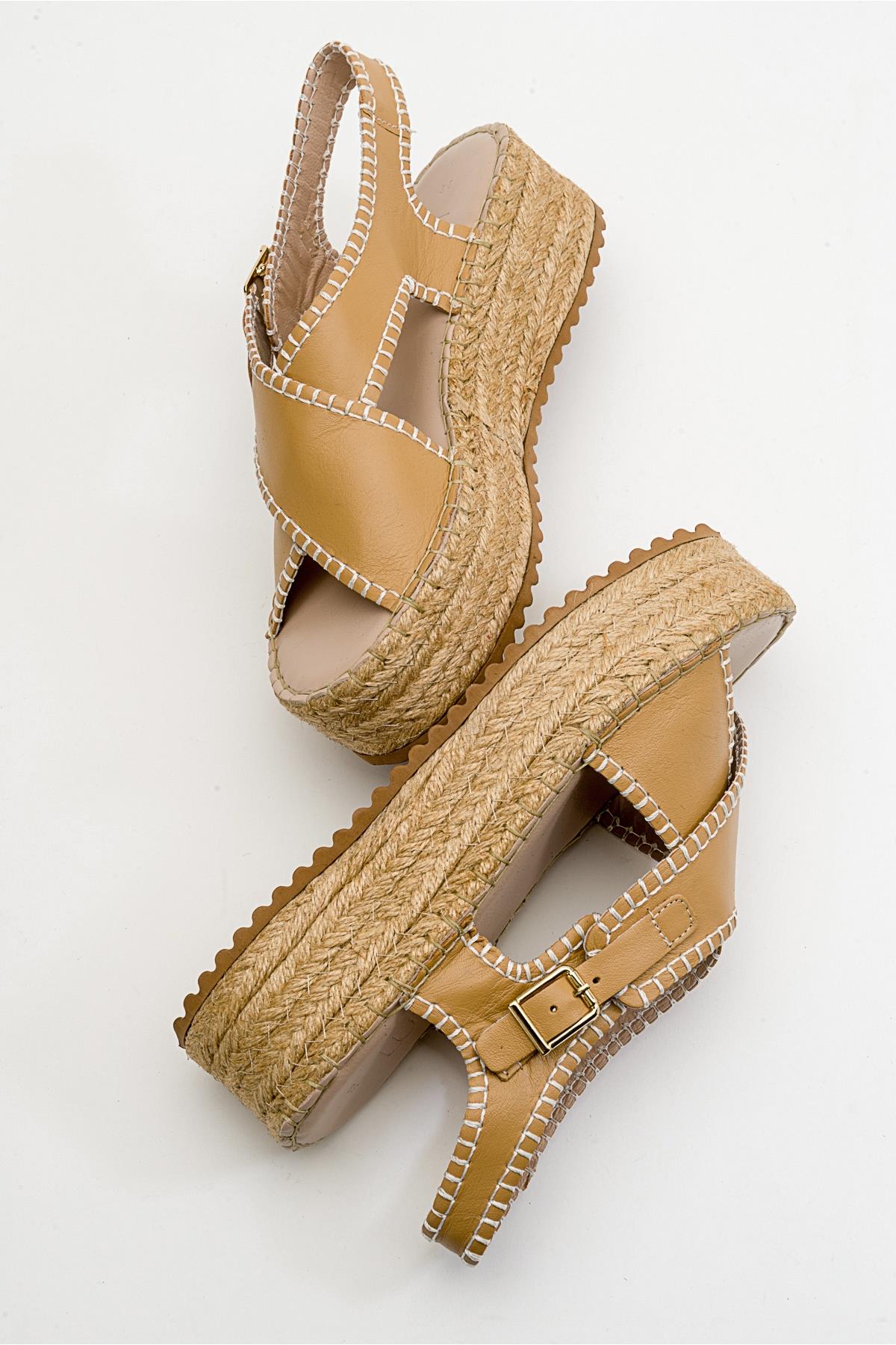 Bellezza - Dark Beige Leather Platform Sandal (Women) - Image 4