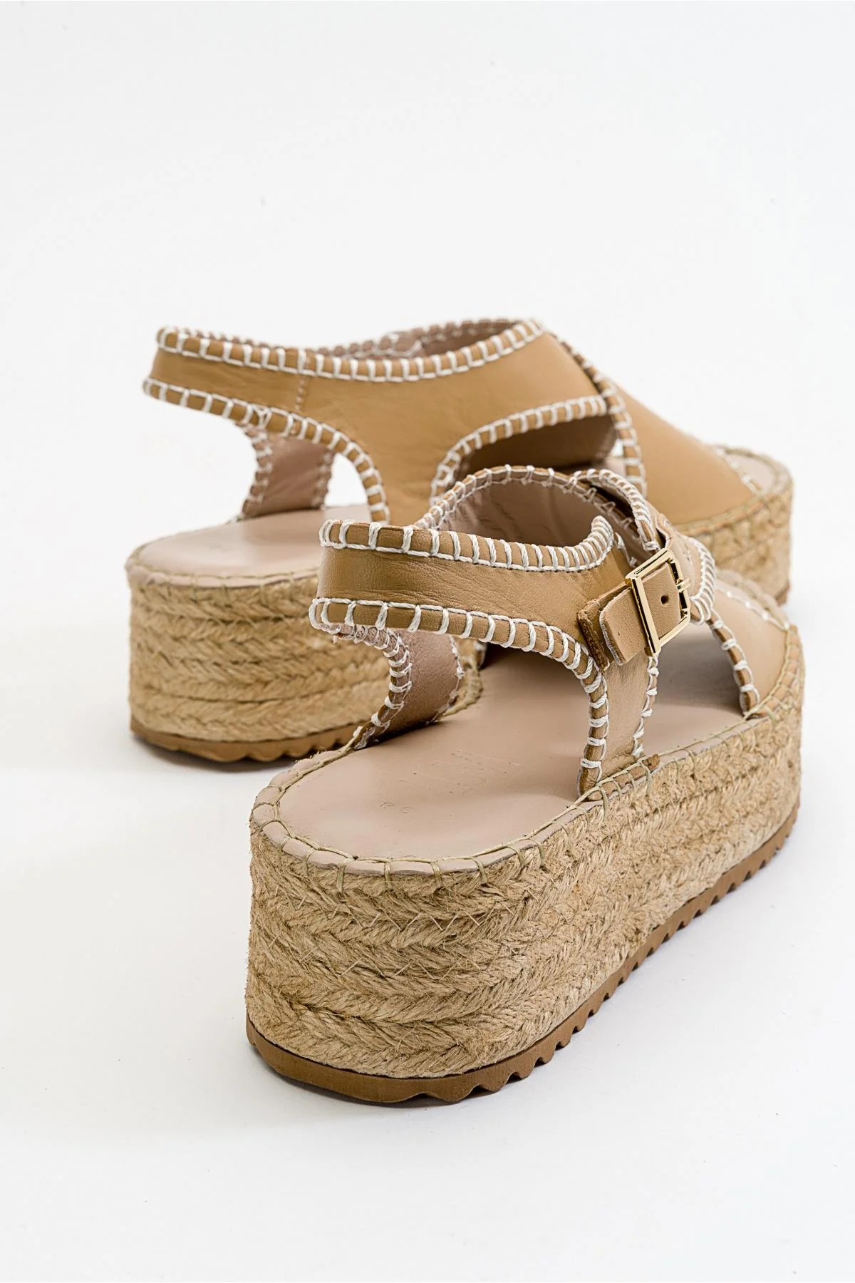 Bellezza - Dark Beige Leather Platform Sandal (Women) - Image 5