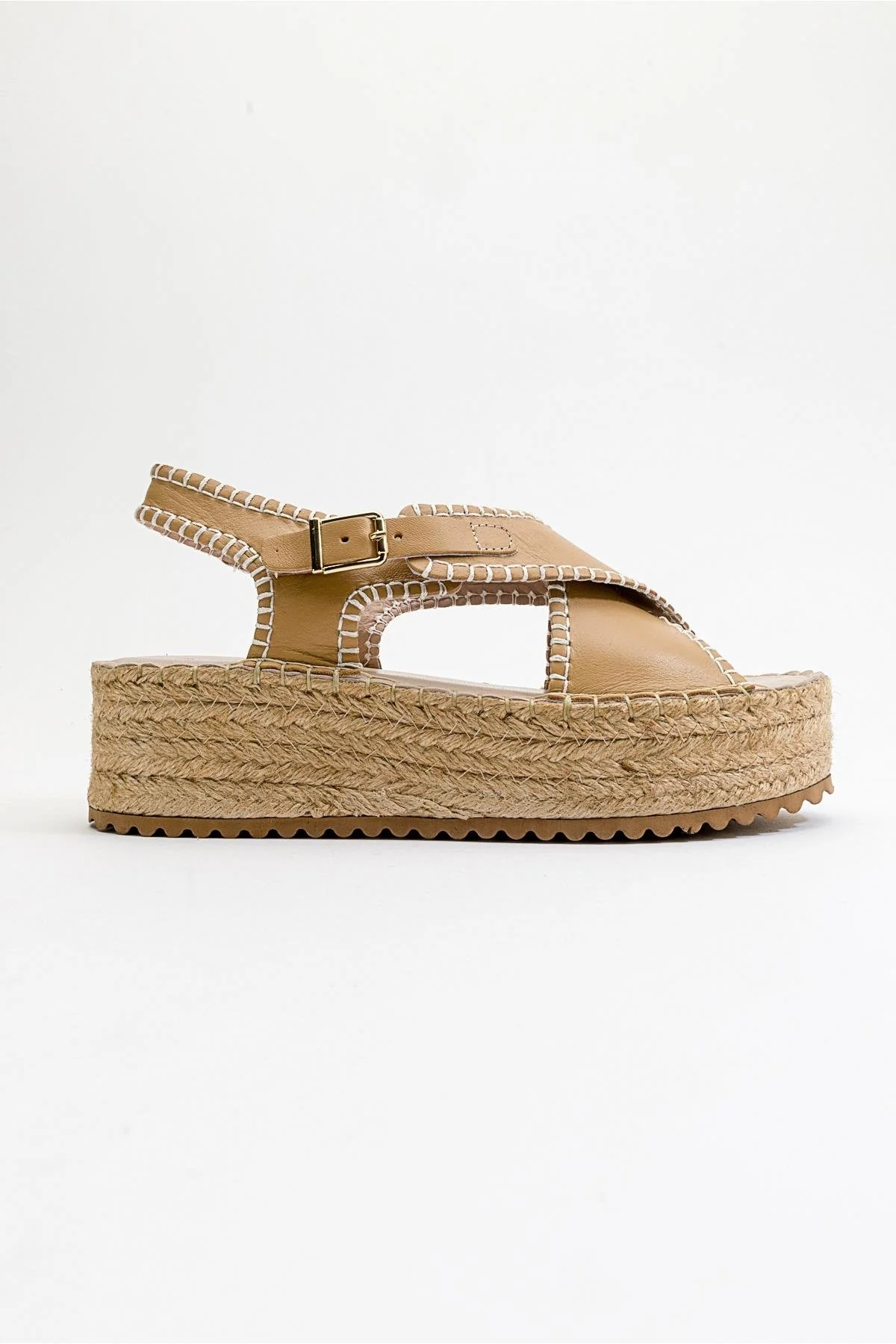 Bellezza - Dark Beige Leather Platform Sandal (Women) - Image 6