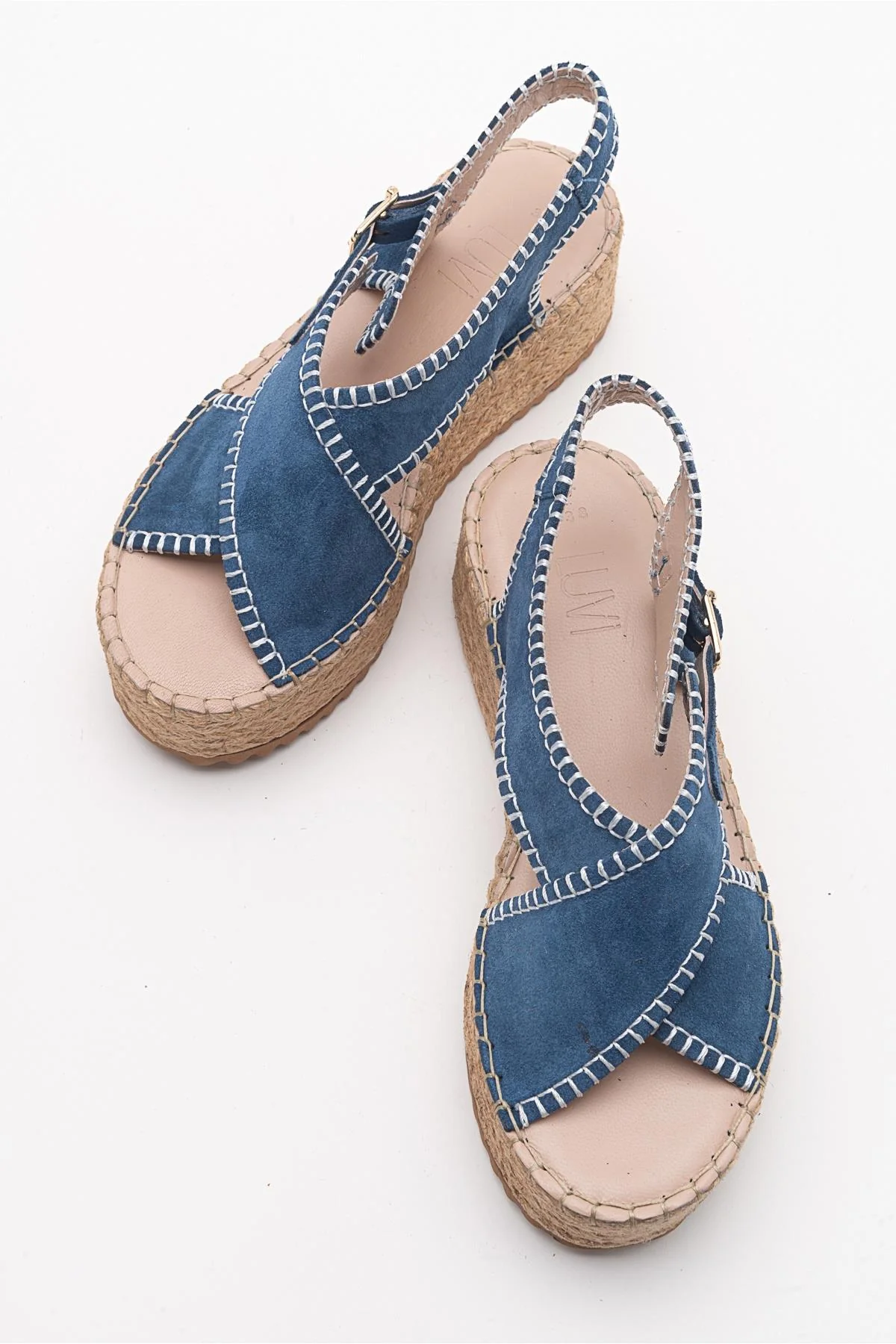Bellezza - Navy Suede Leather Platform Sandal (Women) - Image 3