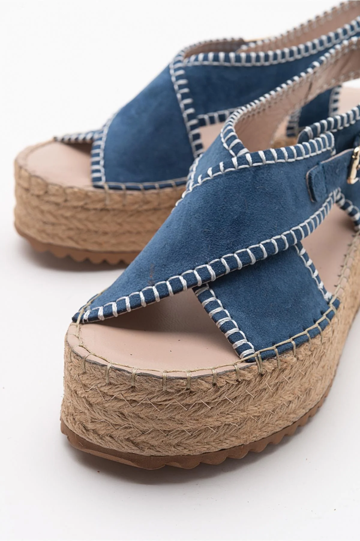 Bellezza - Navy Suede Leather Platform Sandal (Women) - Image 5