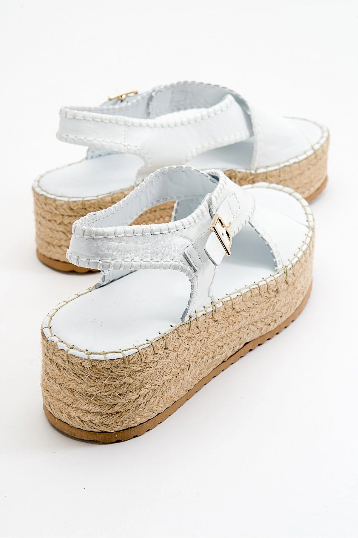 Bellezza - White Leather Platform Sandal (Women) - Image 2