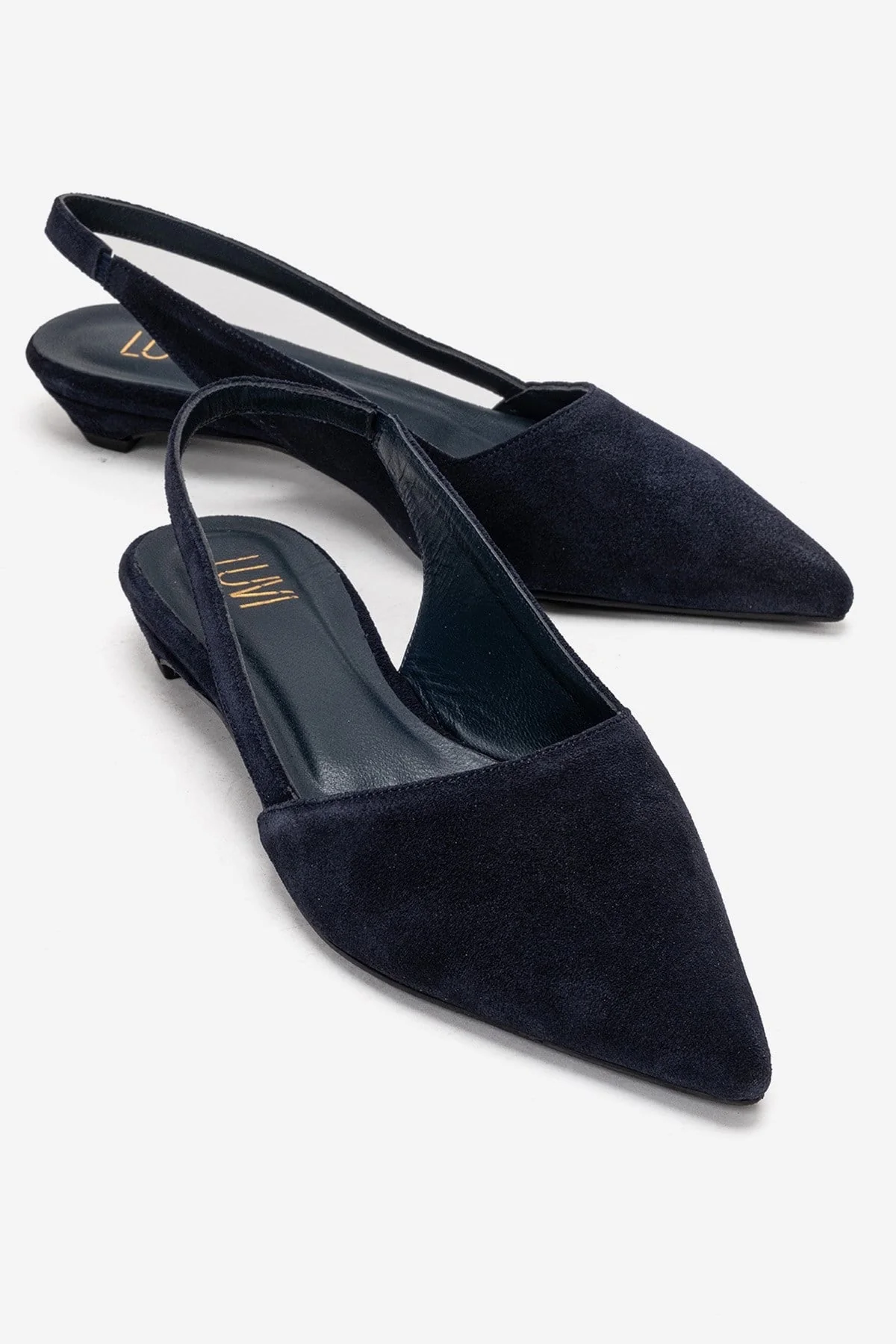BERLINA - Navy Genuine Leather Low Block Heel Shoe (Women)