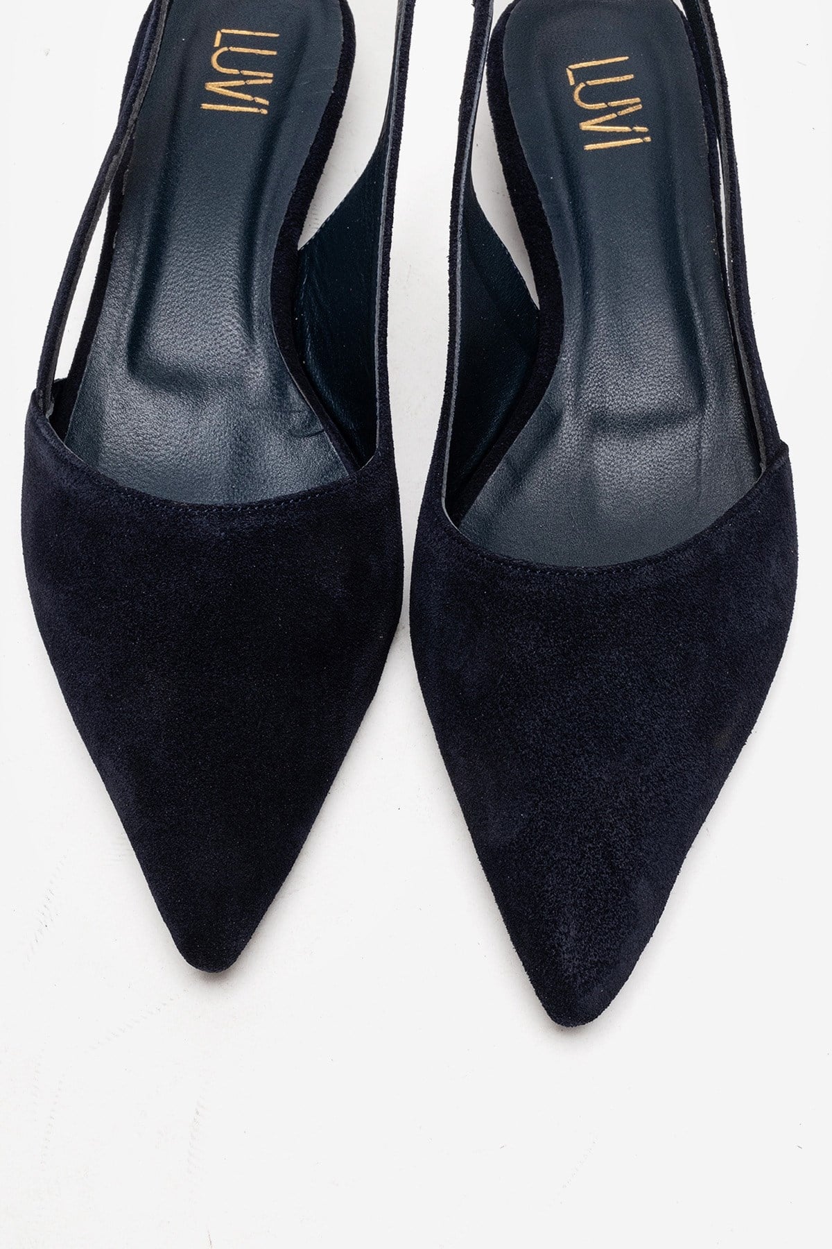 BERLINA - Navy Genuine Leather Low Block Heel Shoe (Women) - Image 2