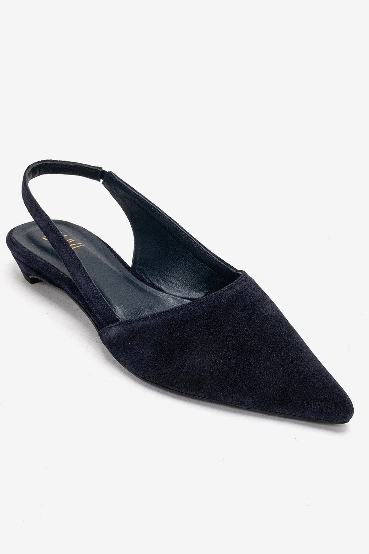 BERLINA - Navy Genuine Leather Low Block Heel Shoe (Women) - Image 3