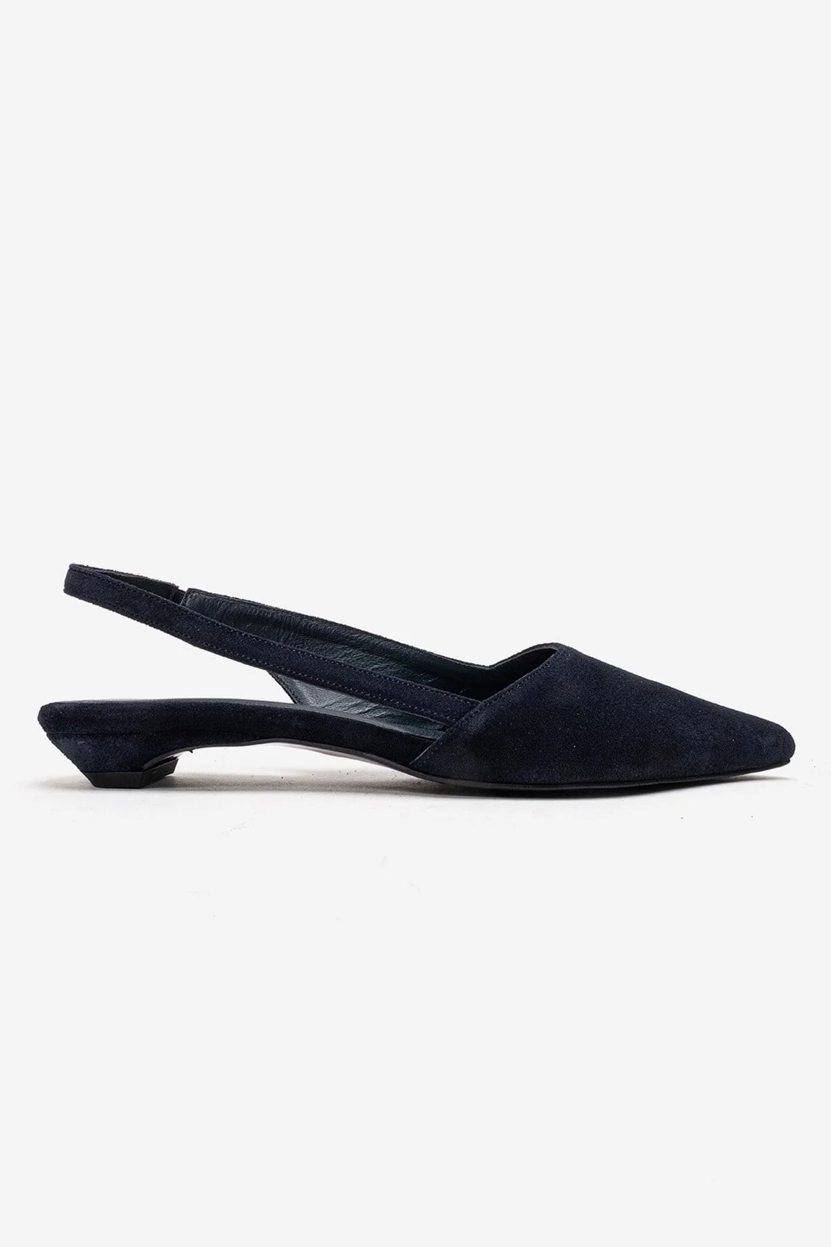 BERLINA - Navy Genuine Leather Low Block Heel Shoe (Women) - Image 4