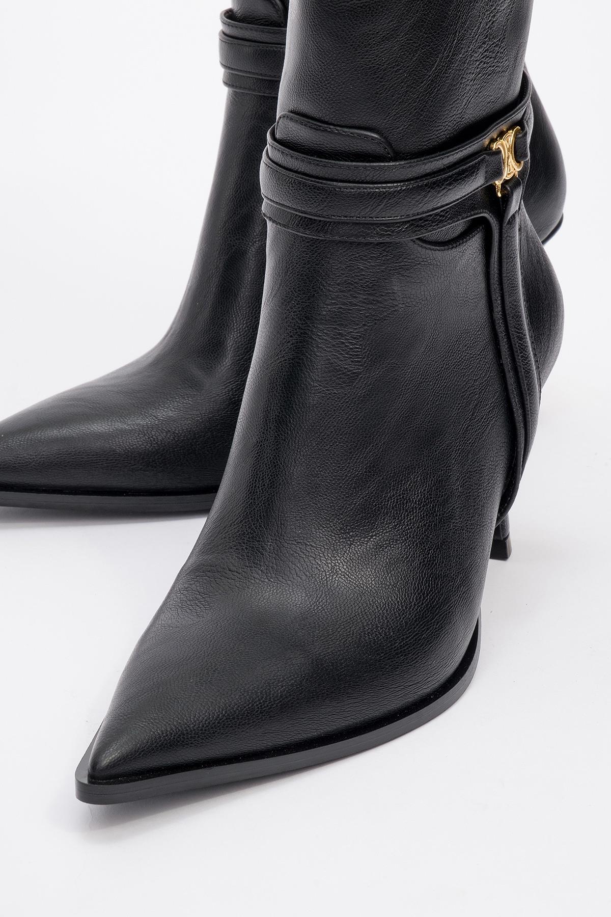 Berton - Black Zippered Pointed Toe High Heel Boot (Women) - Image 3