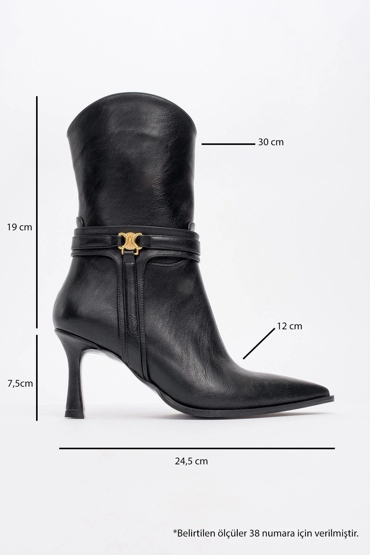 Berton - Black Zippered Pointed Toe High Heel Boot (Women) - Image 4